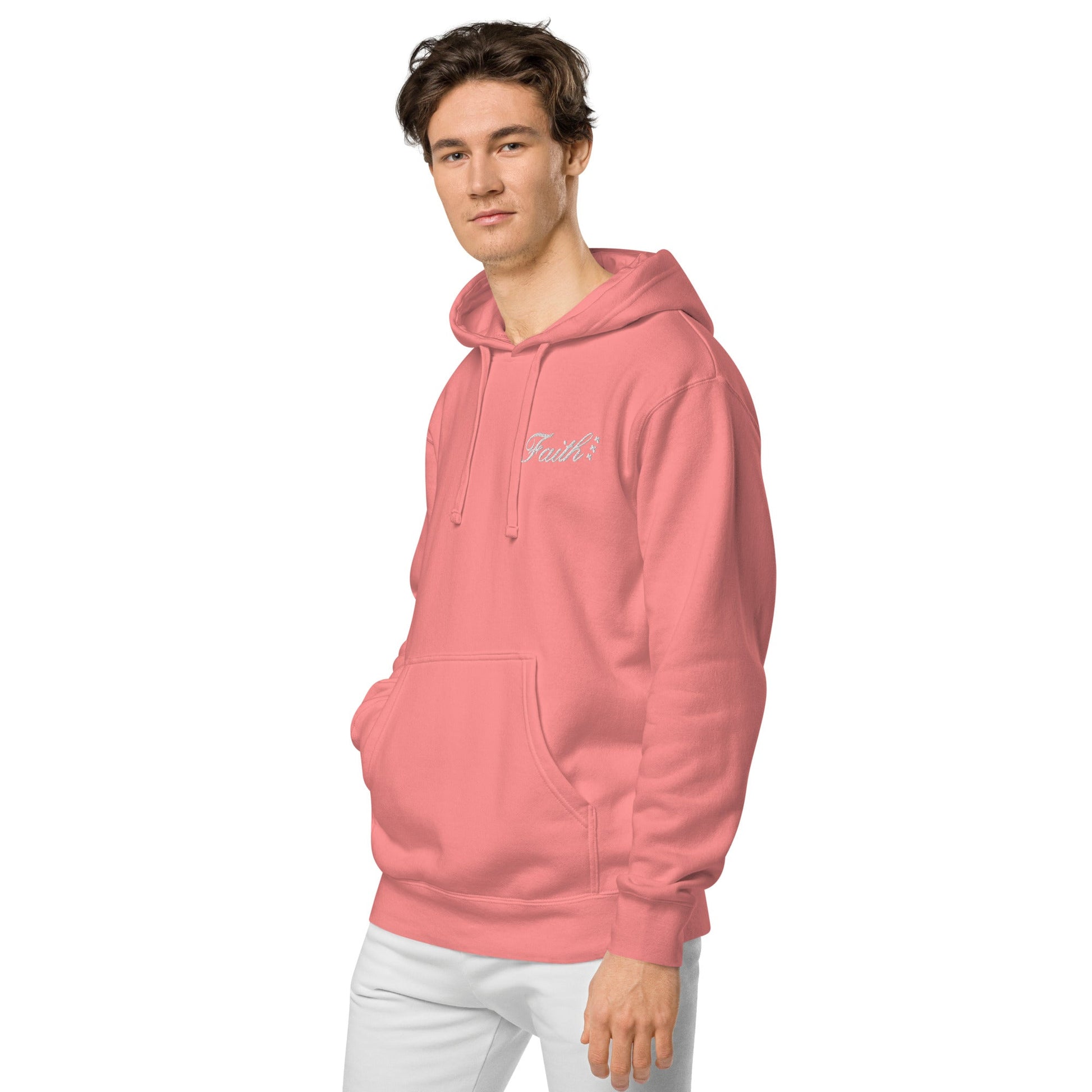 Embroidered Holy Trinity "Faith" Set Unisex Pigment Dyed Hoodie - Faith, Can Apparel
