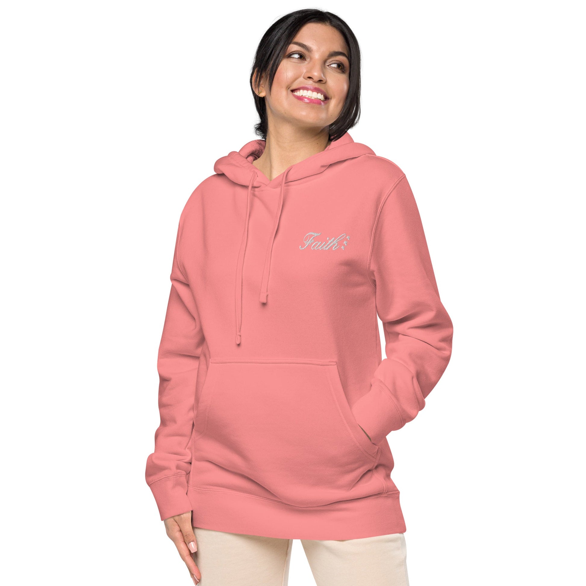 Embroidered Holy Trinity "Faith" Set Unisex Pigment Dyed Hoodie - Faith, Can Apparel