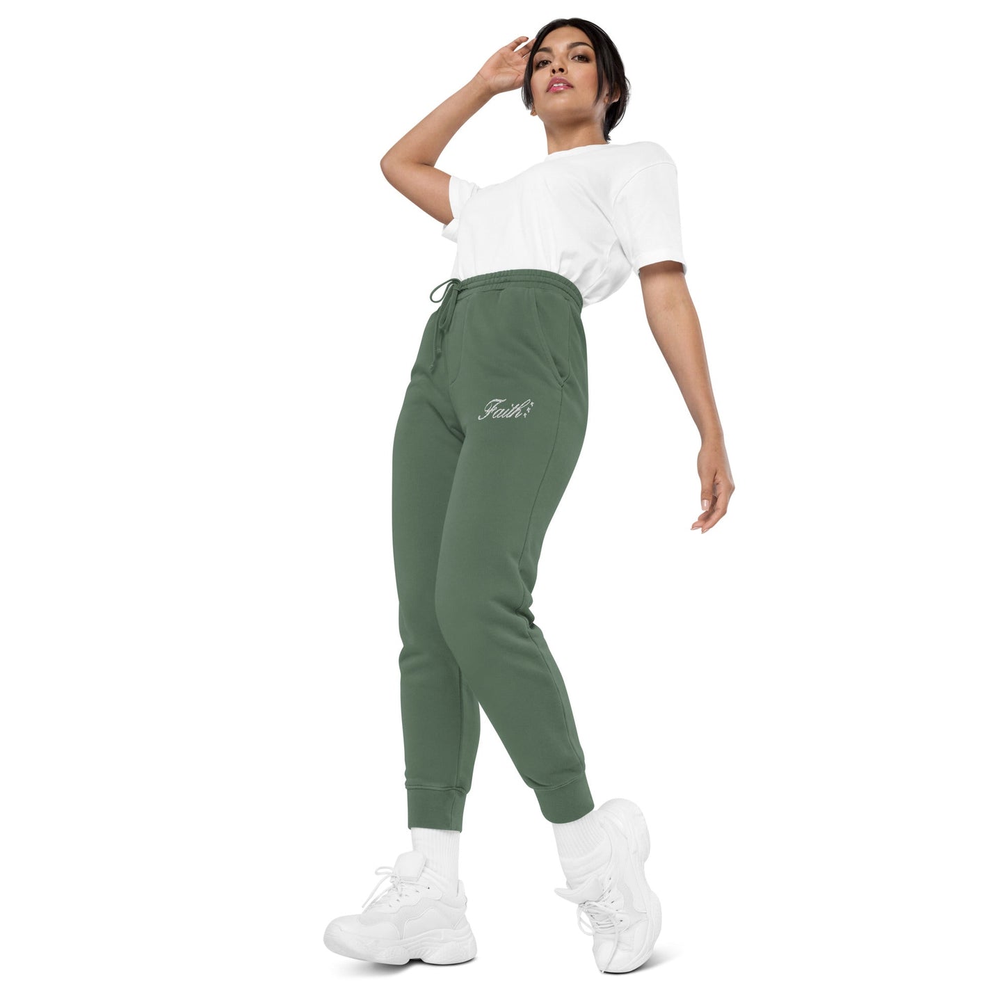 Embroidered Holy Trinity "Faith" Set Unisex Pigment Dyed Sweatpants - Faith, Can Apparel