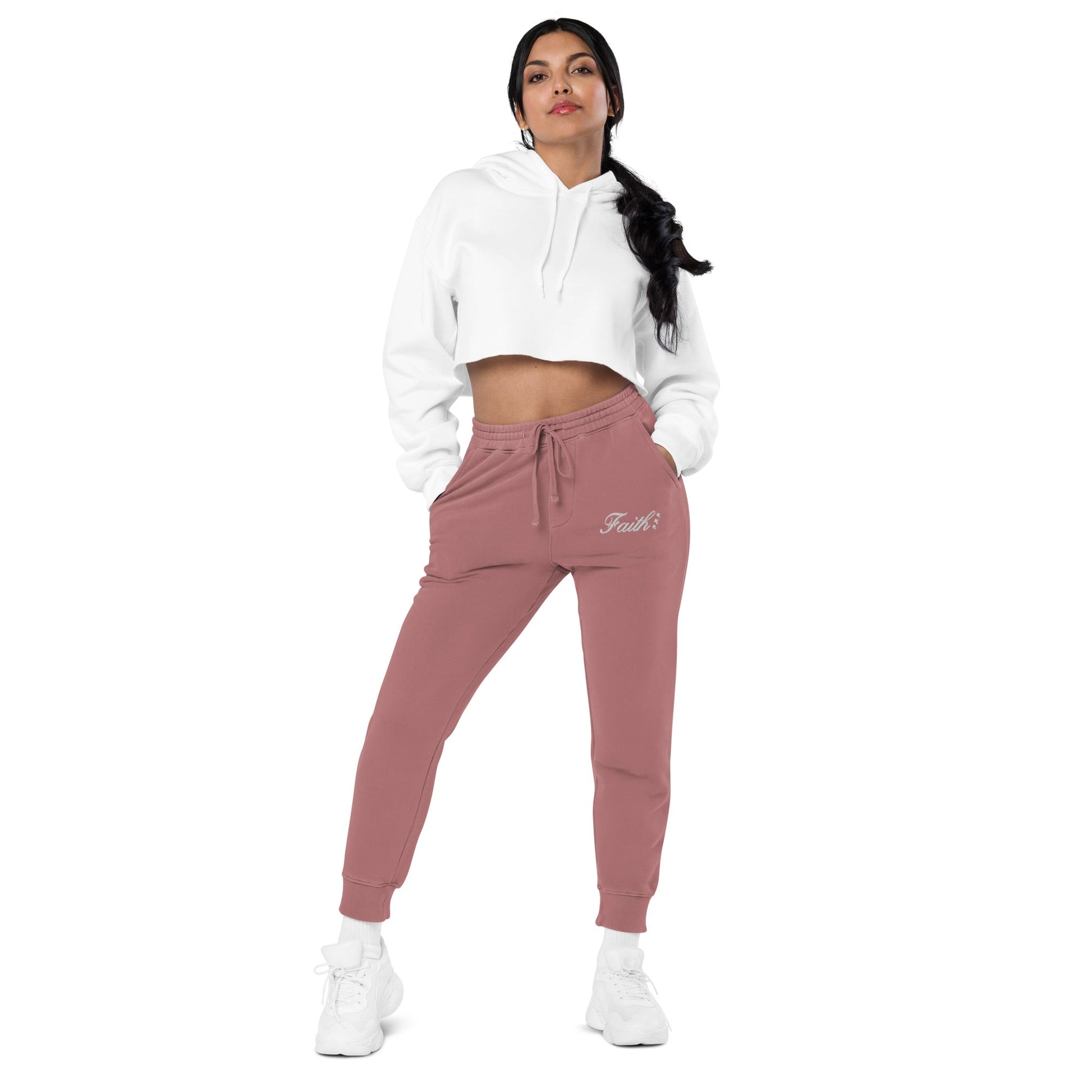 Embroidered Holy Trinity "Faith" Set Unisex Pigment Dyed Sweatpants - Faith, Can Apparel