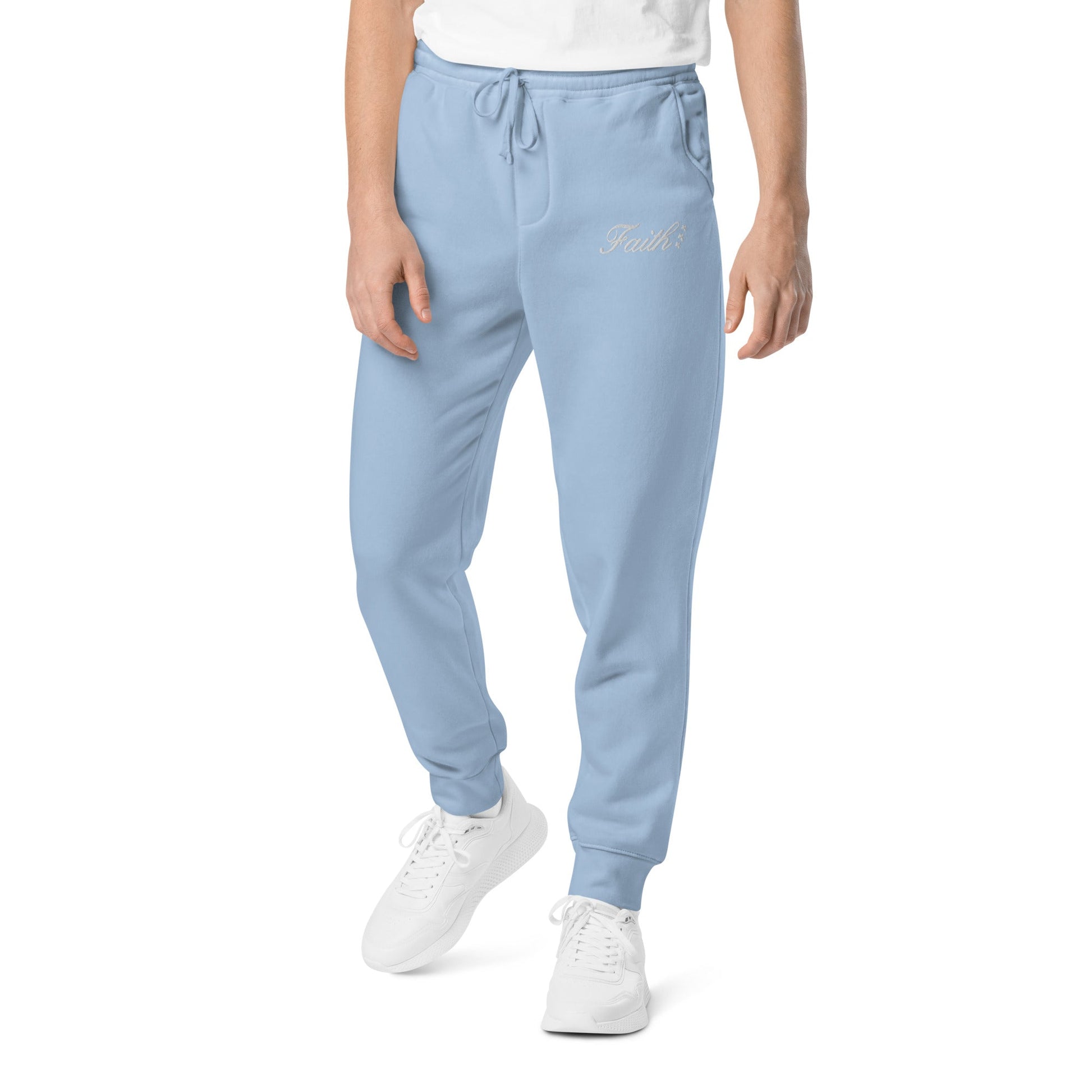 Embroidered Holy Trinity "Faith" Set Unisex Pigment Dyed Sweatpants - Faith, Can Apparel