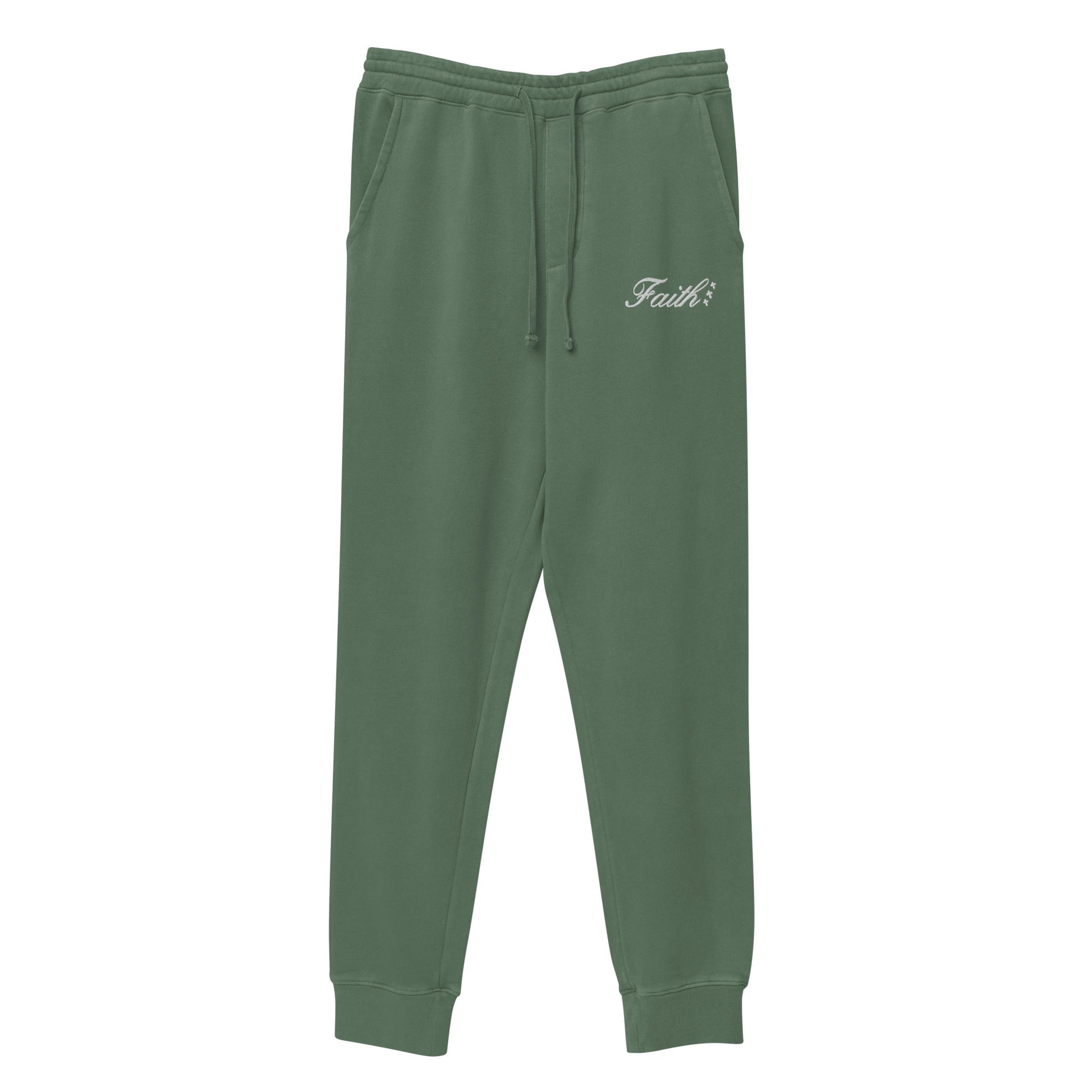 Embroidered Holy Trinity "Faith" Set Unisex Pigment Dyed Sweatpants - Faith, Can Apparel