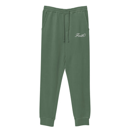 Embroidered Holy Trinity "Faith" Set Unisex Pigment Dyed Sweatpants - Faith, Can Apparel