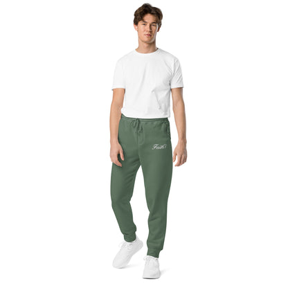 Embroidered Holy Trinity "Faith" Set Unisex Pigment Dyed Sweatpants - Faith, Can Apparel