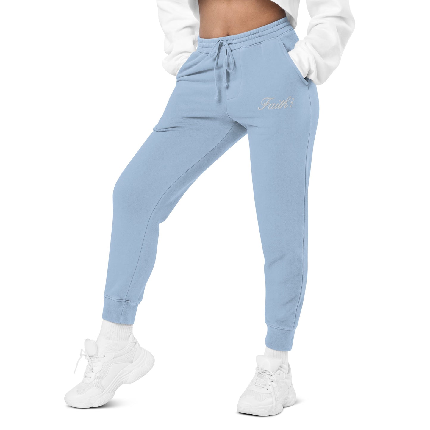 Embroidered Holy Trinity "Faith" Set Unisex Pigment Dyed Sweatpants - Faith, Can Apparel