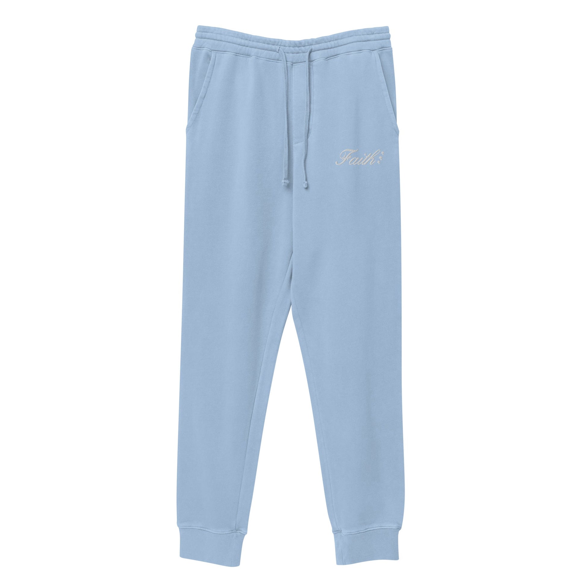 Embroidered Holy Trinity "Faith" Set Unisex Pigment Dyed Sweatpants - Faith, Can Apparel