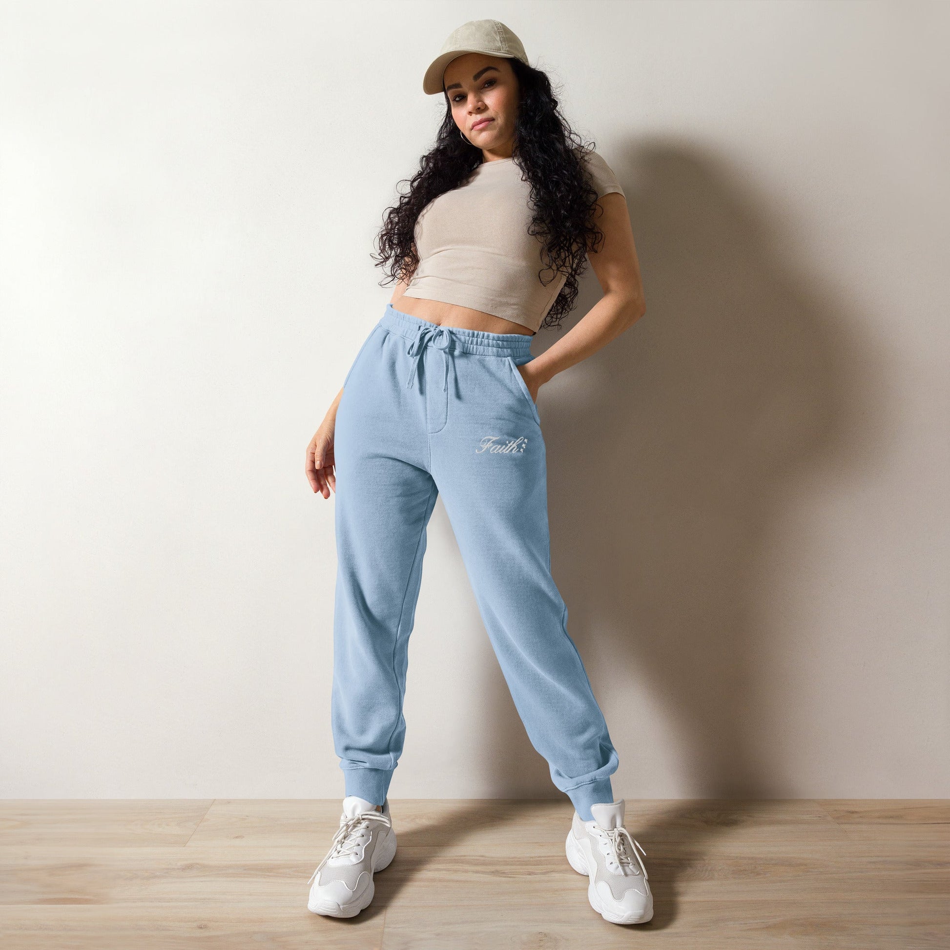 Embroidered Holy Trinity "Faith" Set Unisex Pigment Dyed Sweatpants - Faith, Can Apparel
