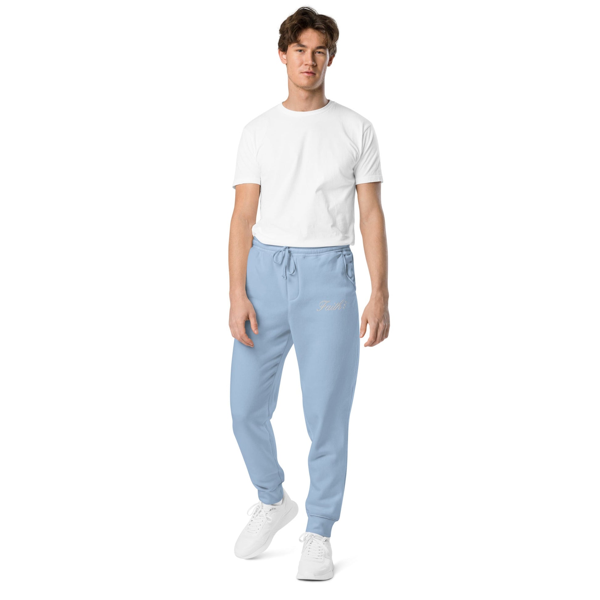 Embroidered Holy Trinity "Faith" Set Unisex Pigment Dyed Sweatpants - Faith, Can Apparel