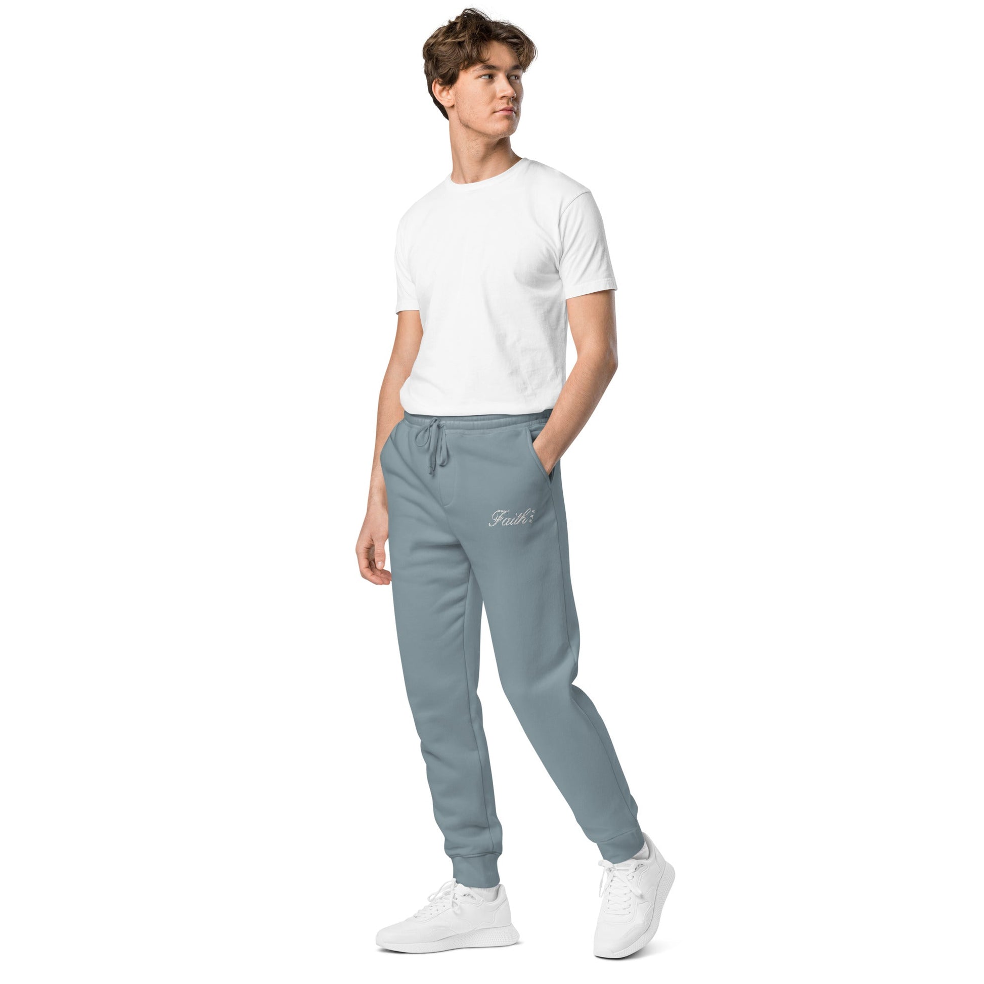 Embroidered Holy Trinity "Faith" Set Unisex Pigment Dyed Sweatpants - Faith, Can Apparel
