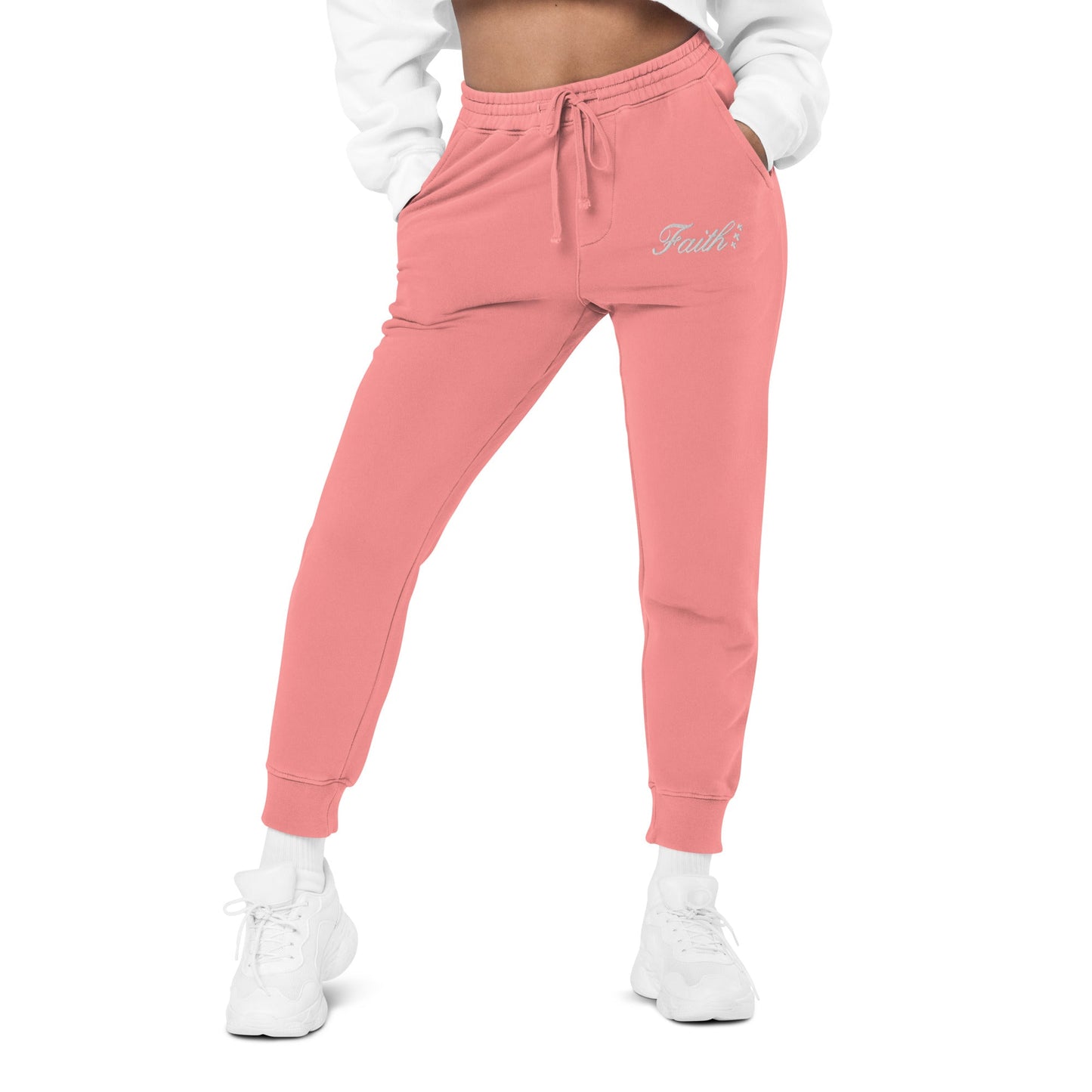Embroidered Holy Trinity "Faith" Set Unisex Pigment Dyed Sweatpants - Faith, Can Apparel