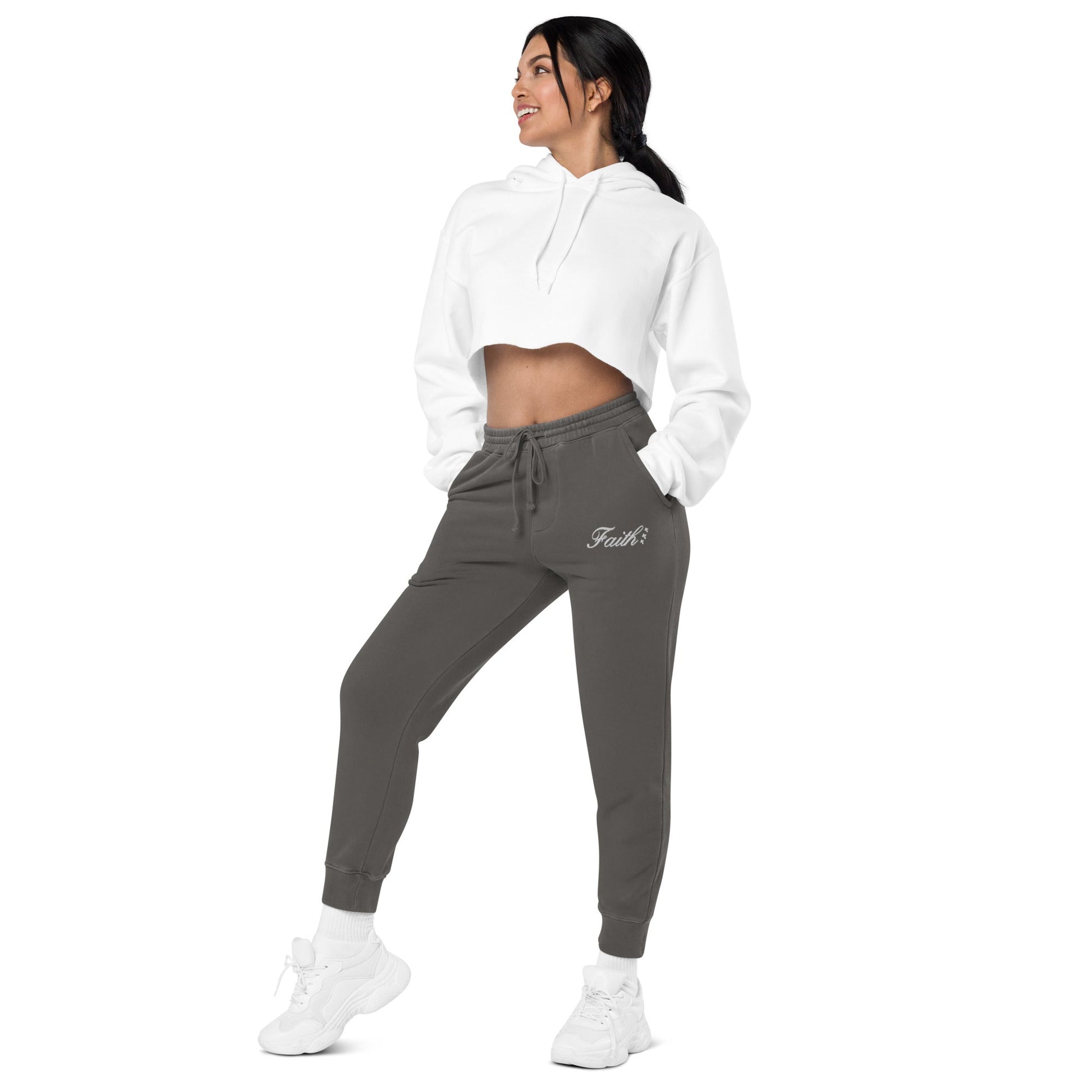 Embroidered Holy Trinity "Faith" Set Unisex Pigment Dyed Sweatpants - Faith, Can Apparel