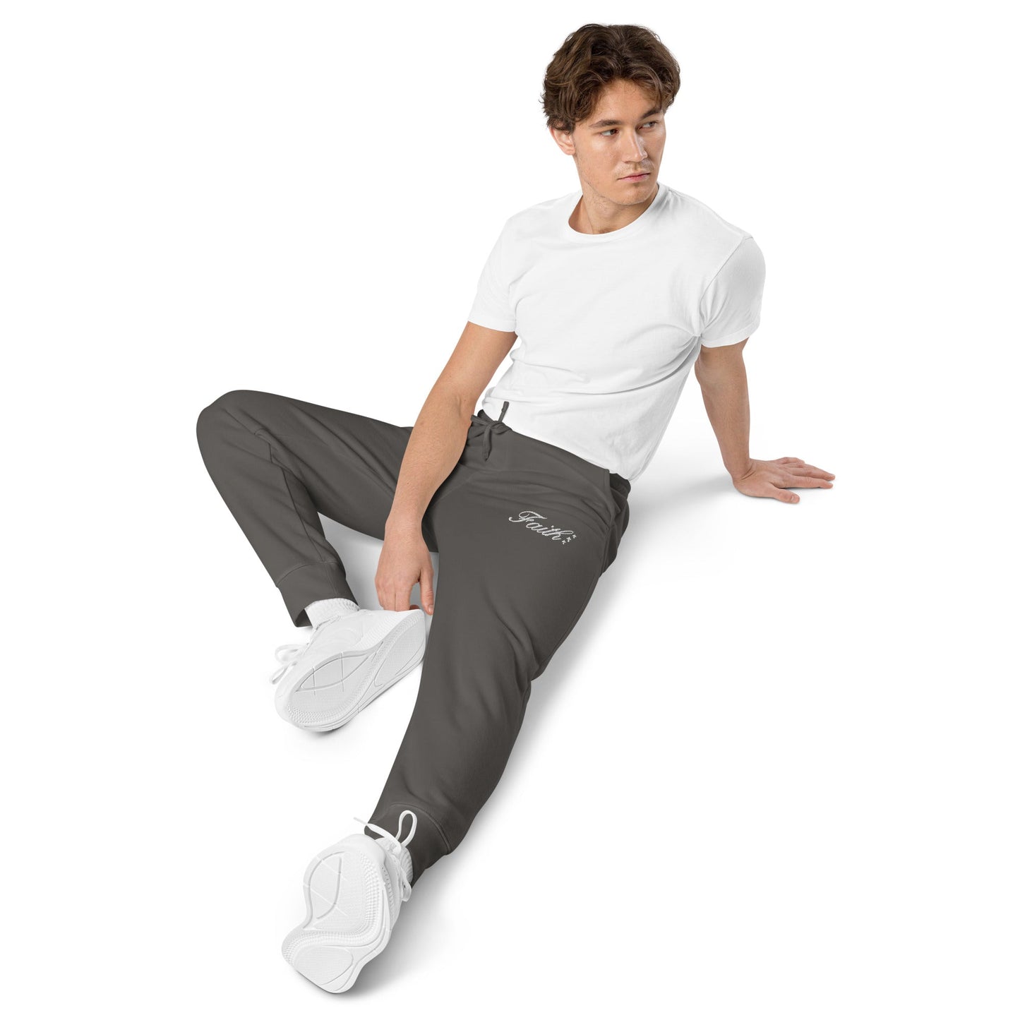 Embroidered Holy Trinity "Faith" Set Unisex Pigment Dyed Sweatpants - Faith, Can Apparel