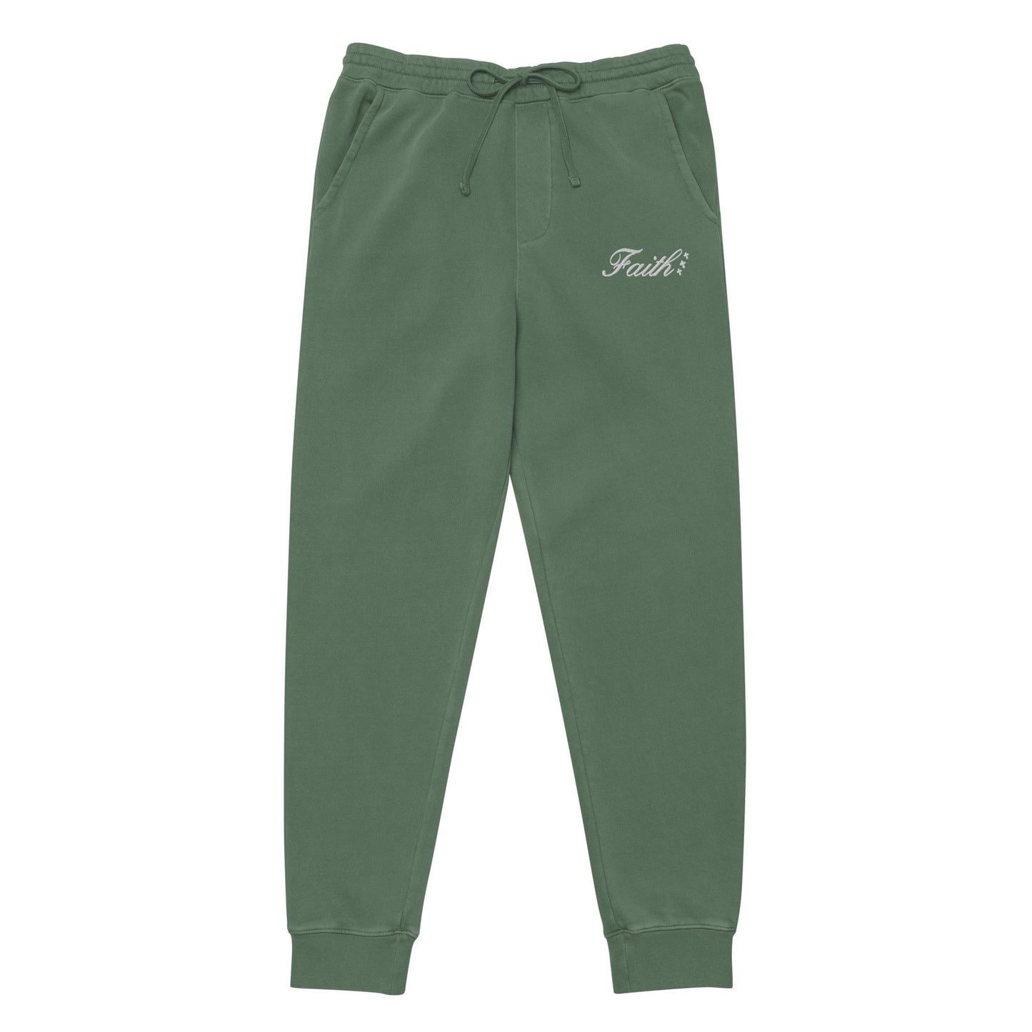 Embroidered Holy Trinity "Faith" Set Unisex Pigment Dyed Sweatpants - Faith, Can Apparel