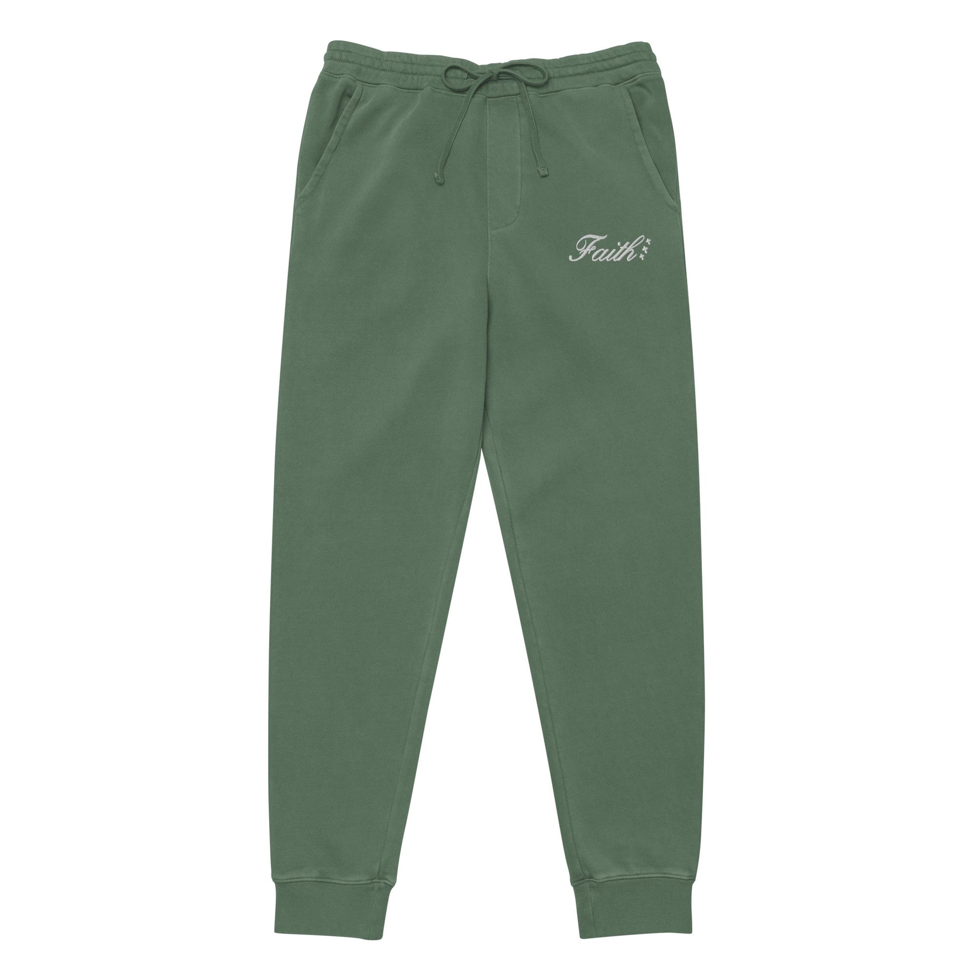 Embroidered Holy Trinity "Faith" Set Unisex Pigment Dyed Sweatpants - Faith, Can Apparel