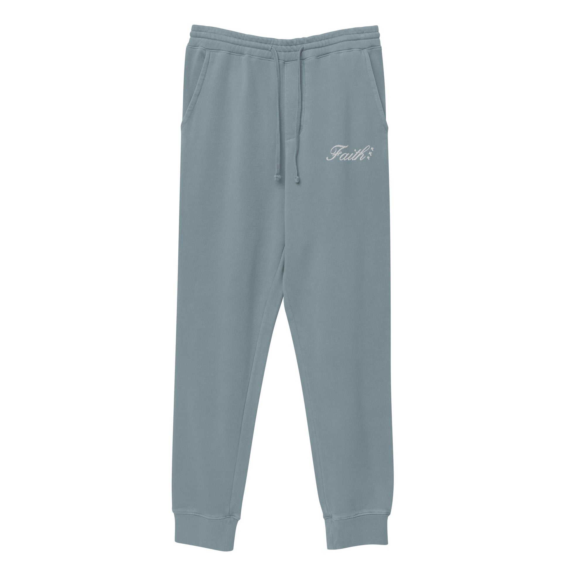 Embroidered Holy Trinity "Faith" Set Unisex Pigment Dyed Sweatpants - Faith, Can Apparel