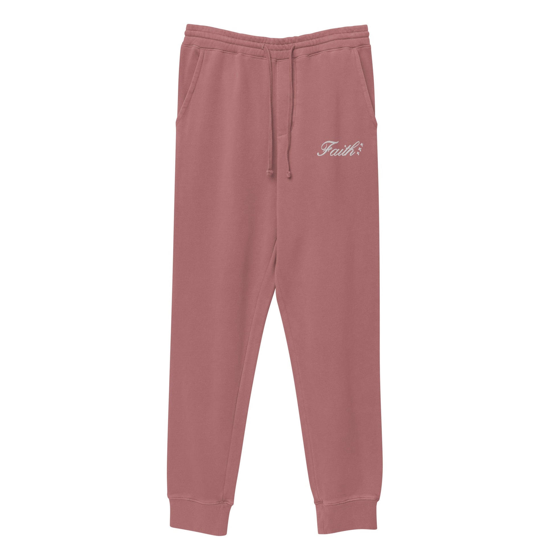 Embroidered Holy Trinity "Faith" Set Unisex Pigment Dyed Sweatpants - Faith, Can Apparel