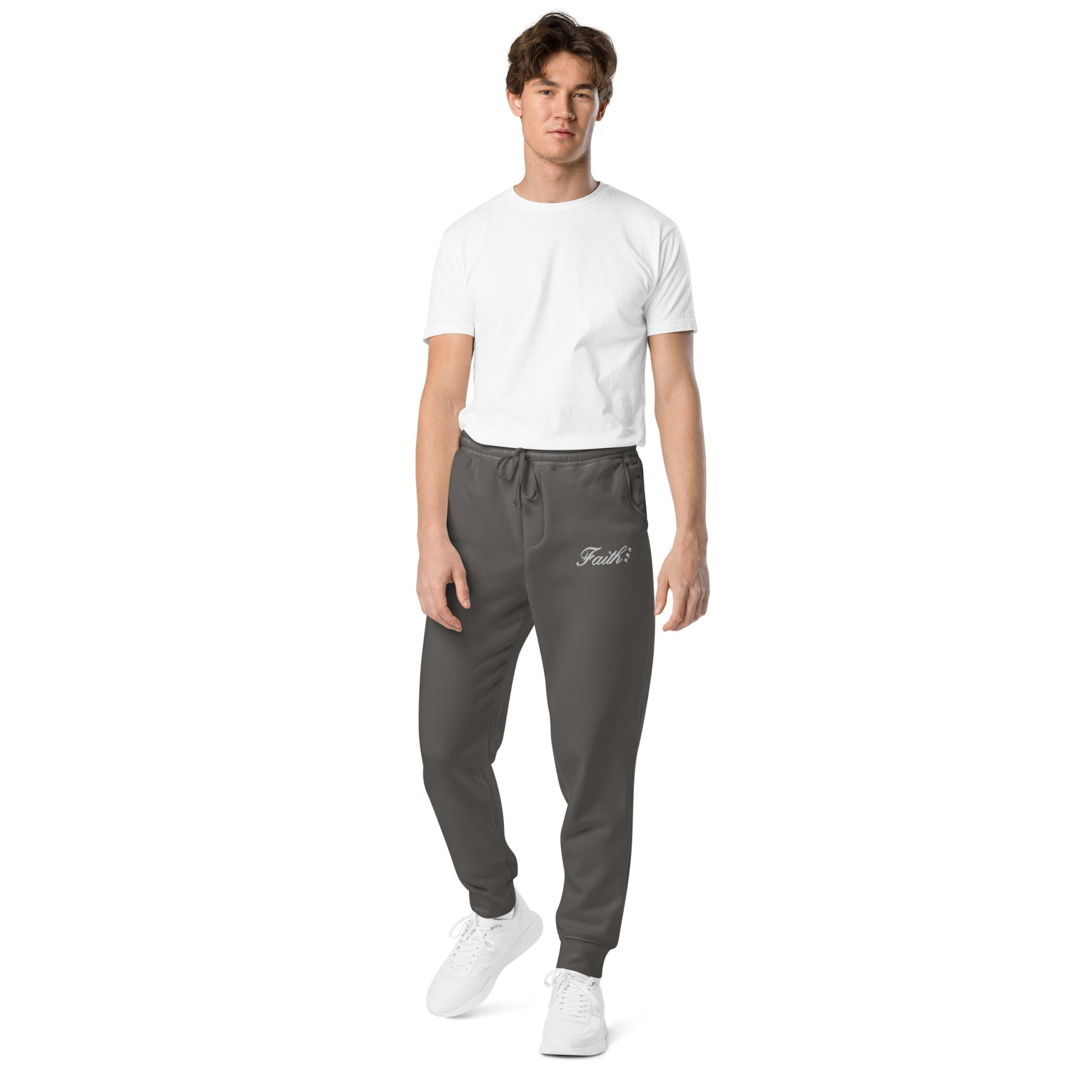 Embroidered Holy Trinity "Faith" Set Unisex Pigment Dyed Sweatpants - Faith, Can Apparel