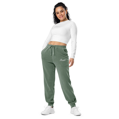 Embroidered Holy Trinity "Faith" Set Unisex Pigment Dyed Sweatpants - Faith, Can Apparel