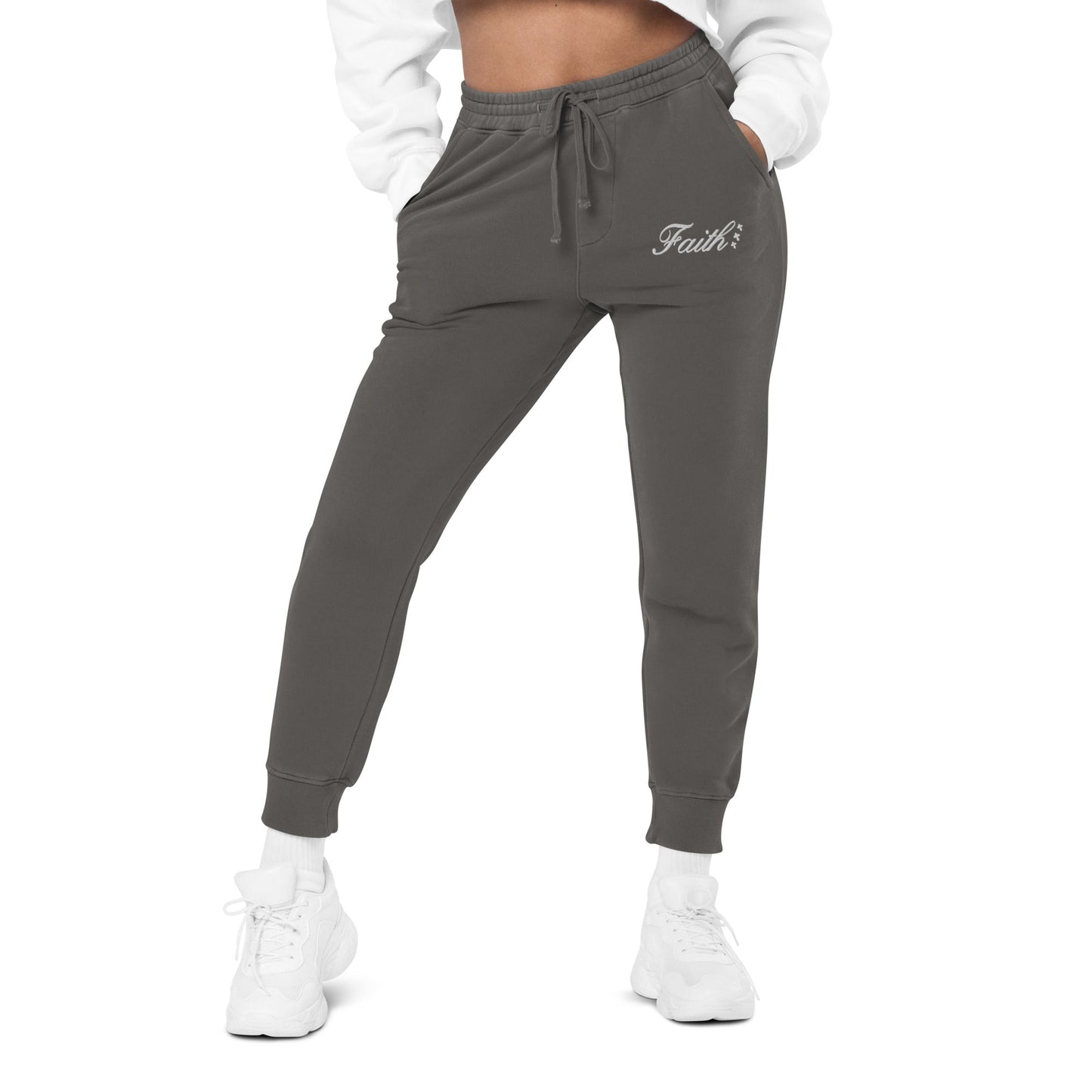Embroidered Holy Trinity "Faith" Set Unisex Pigment Dyed Sweatpants - Faith, Can Apparel