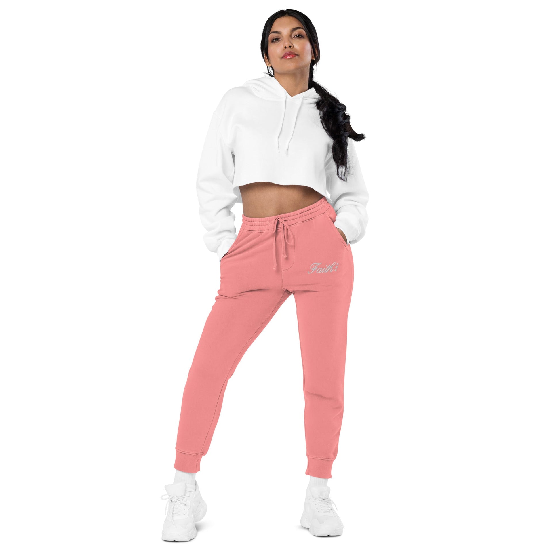 Embroidered Holy Trinity "Faith" Set Unisex Pigment Dyed Sweatpants - Faith, Can Apparel