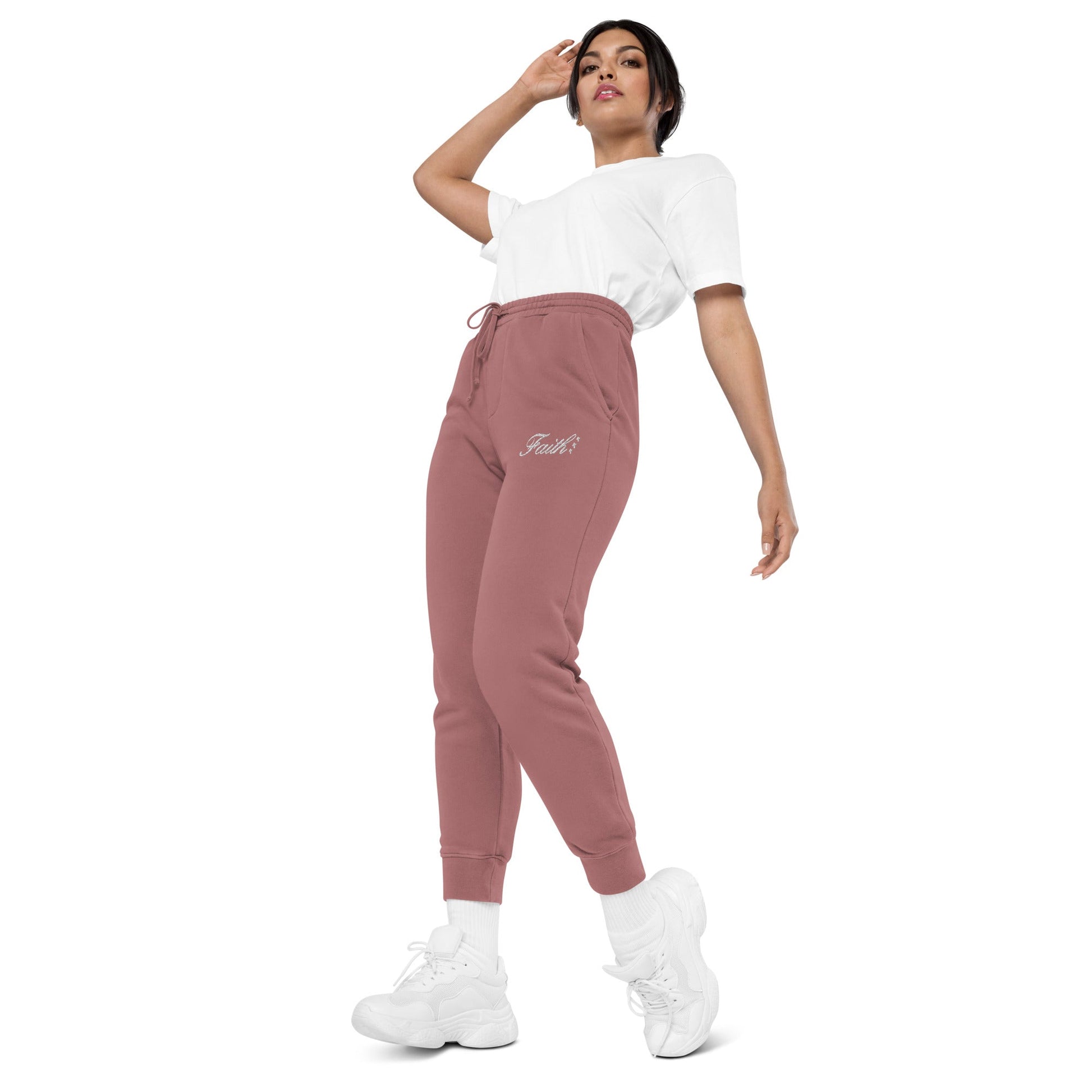 Embroidered Holy Trinity "Faith" Set Unisex Pigment Dyed Sweatpants - Faith, Can Apparel