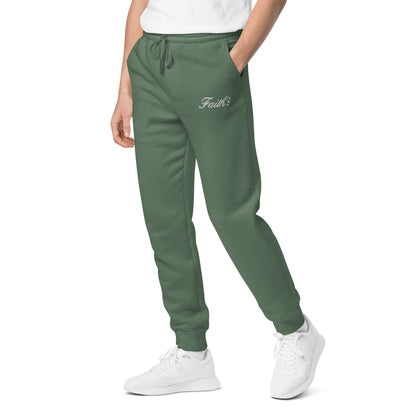 Embroidered Holy Trinity "Faith" Set Unisex Pigment Dyed Sweatpants - Faith, Can Apparel