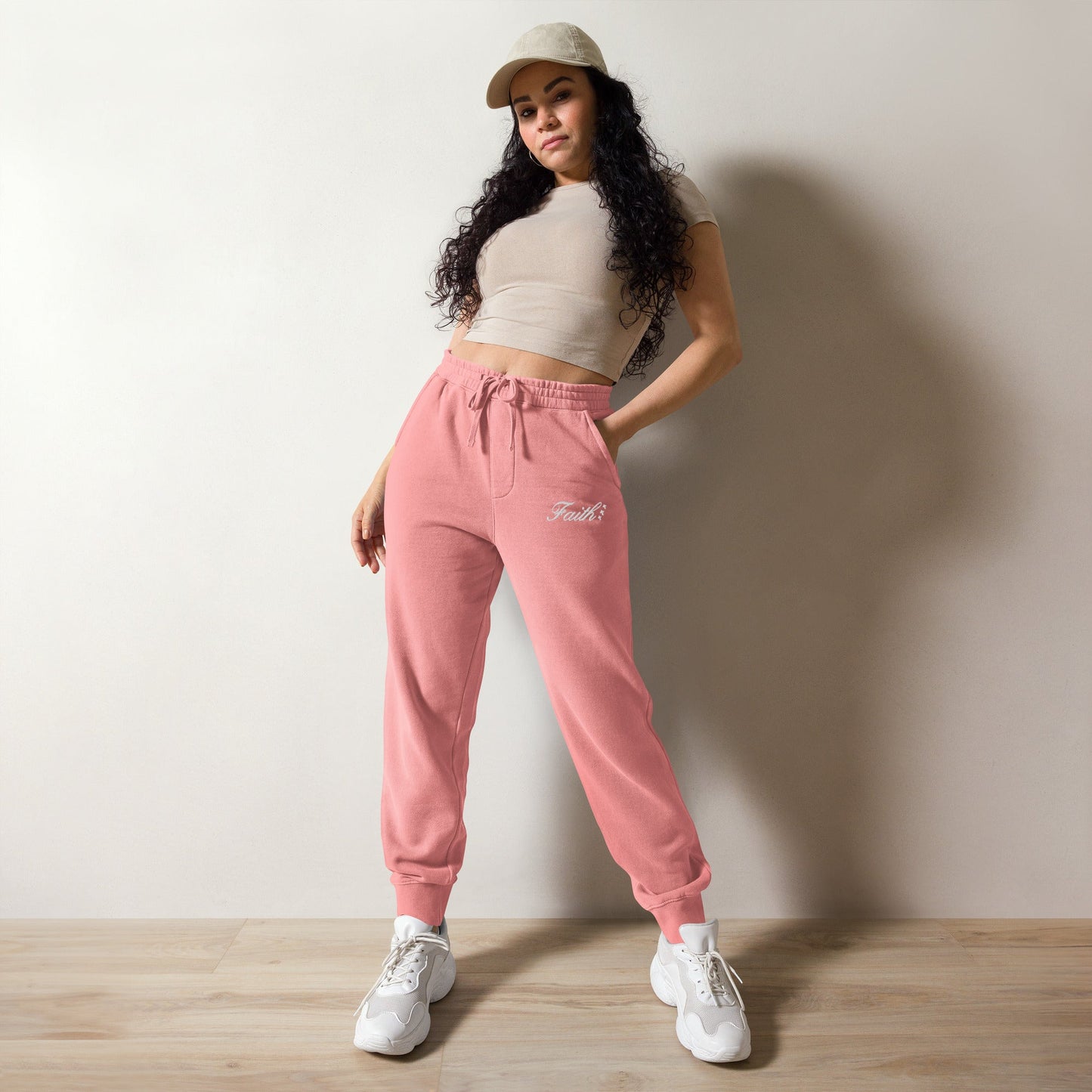 Embroidered Holy Trinity "Faith" Set Unisex Pigment Dyed Sweatpants - Faith, Can Apparel