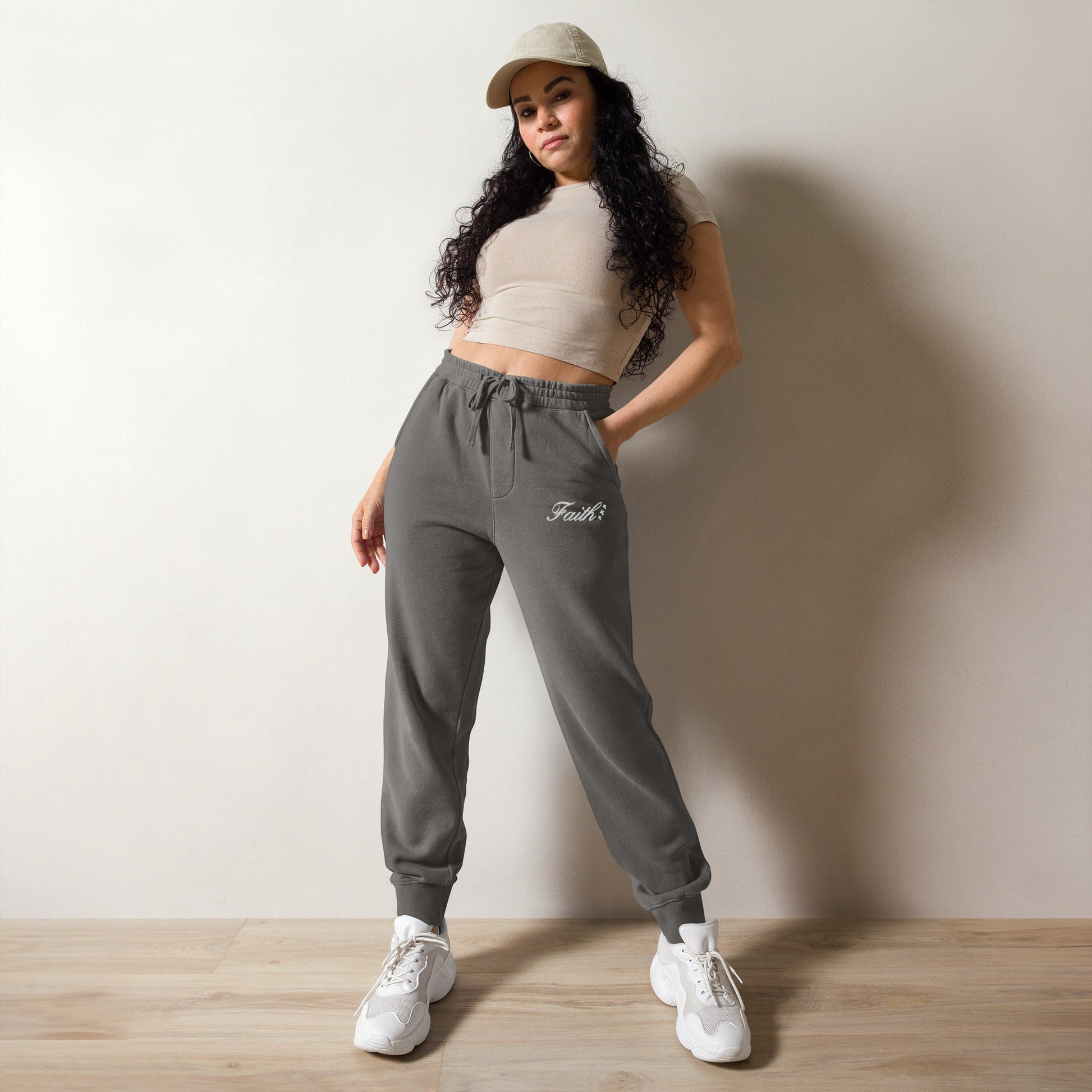 Embroidered Holy Trinity "Faith" Set Unisex Pigment Dyed Sweatpants - Faith, Can Apparel