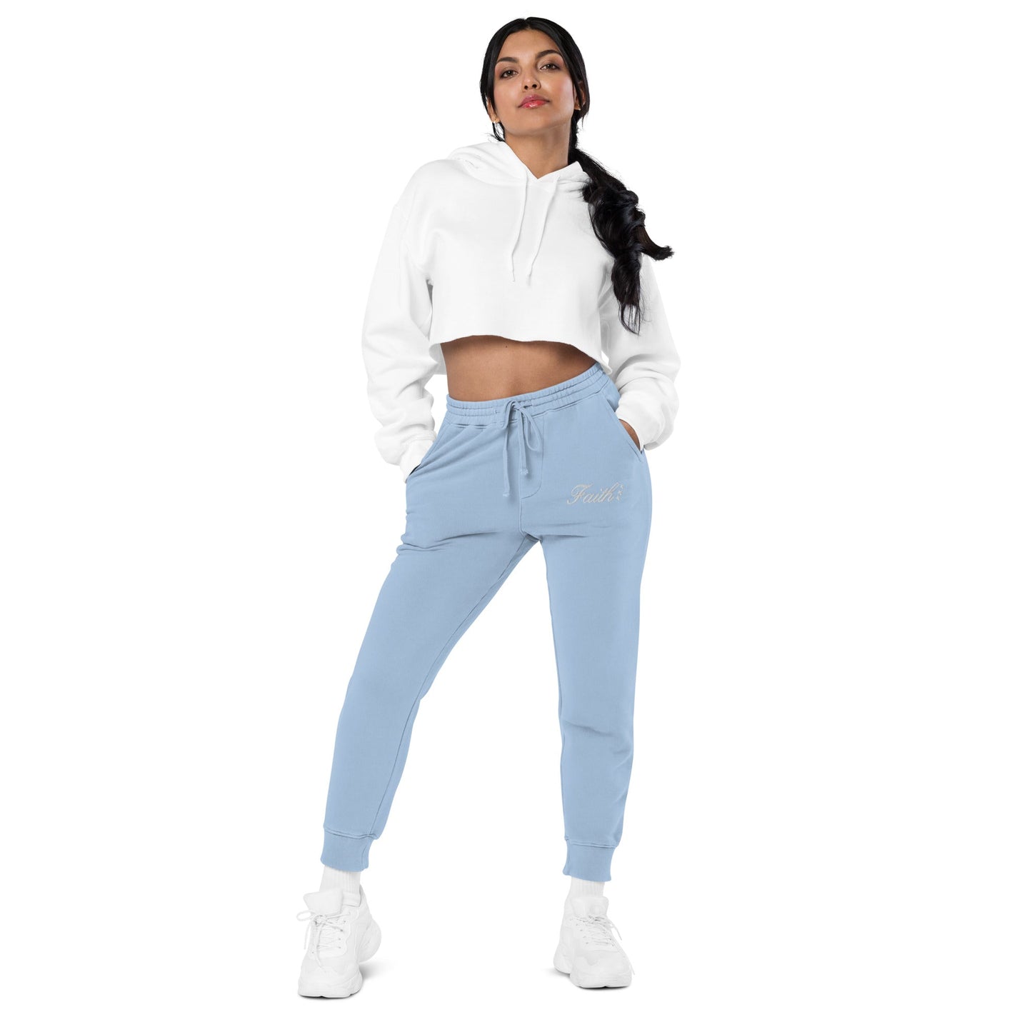 Embroidered Holy Trinity "Faith" Set Unisex Pigment Dyed Sweatpants - Faith, Can Apparel