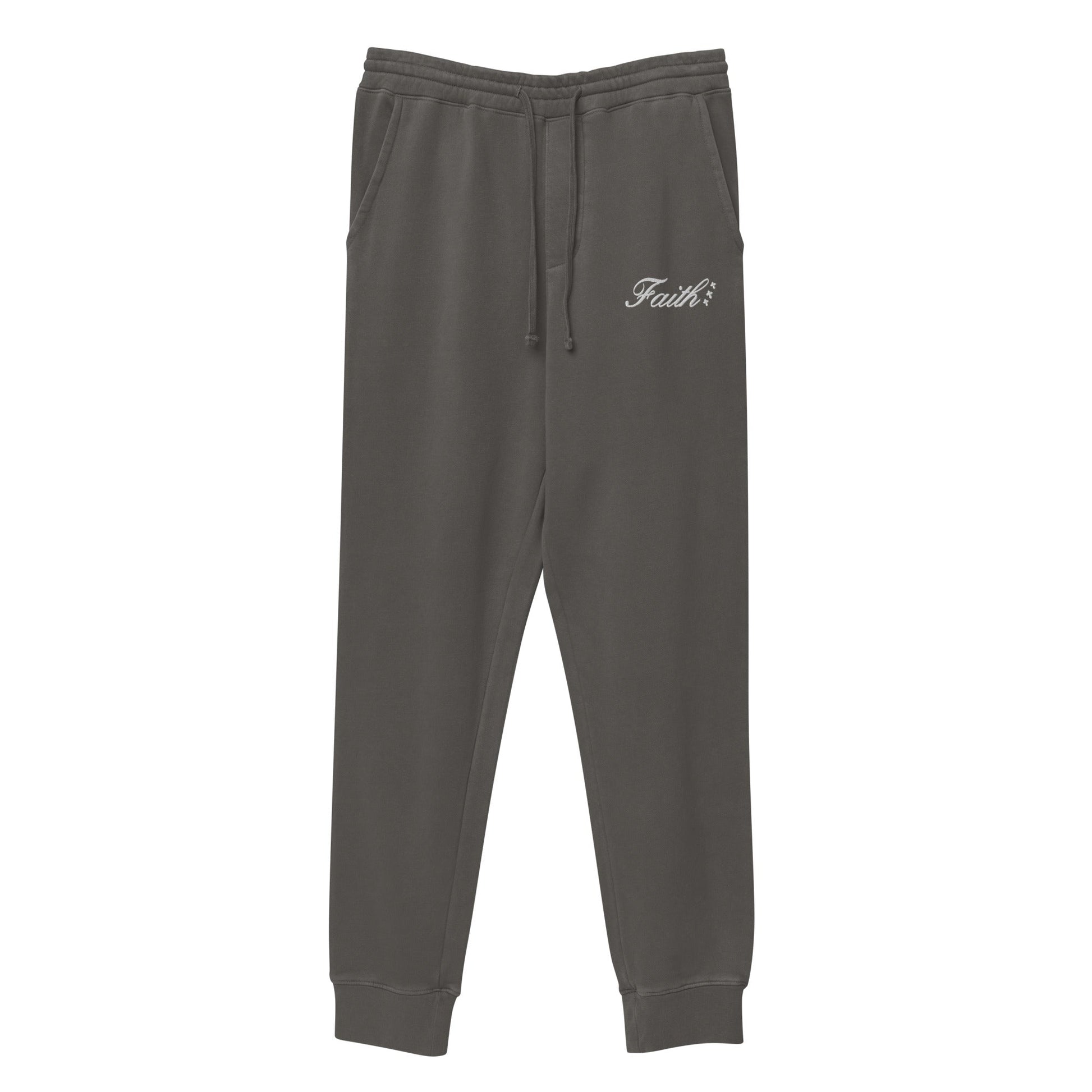 Embroidered Holy Trinity "Faith" Set Unisex Pigment Dyed Sweatpants - Faith, Can Apparel