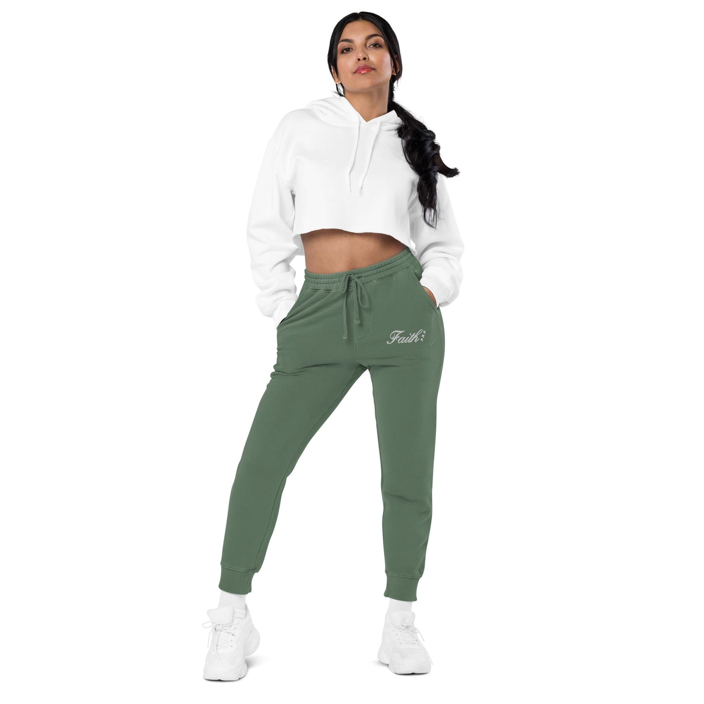 Embroidered Holy Trinity "Faith" Set Unisex Pigment Dyed Sweatpants - Faith, Can Apparel