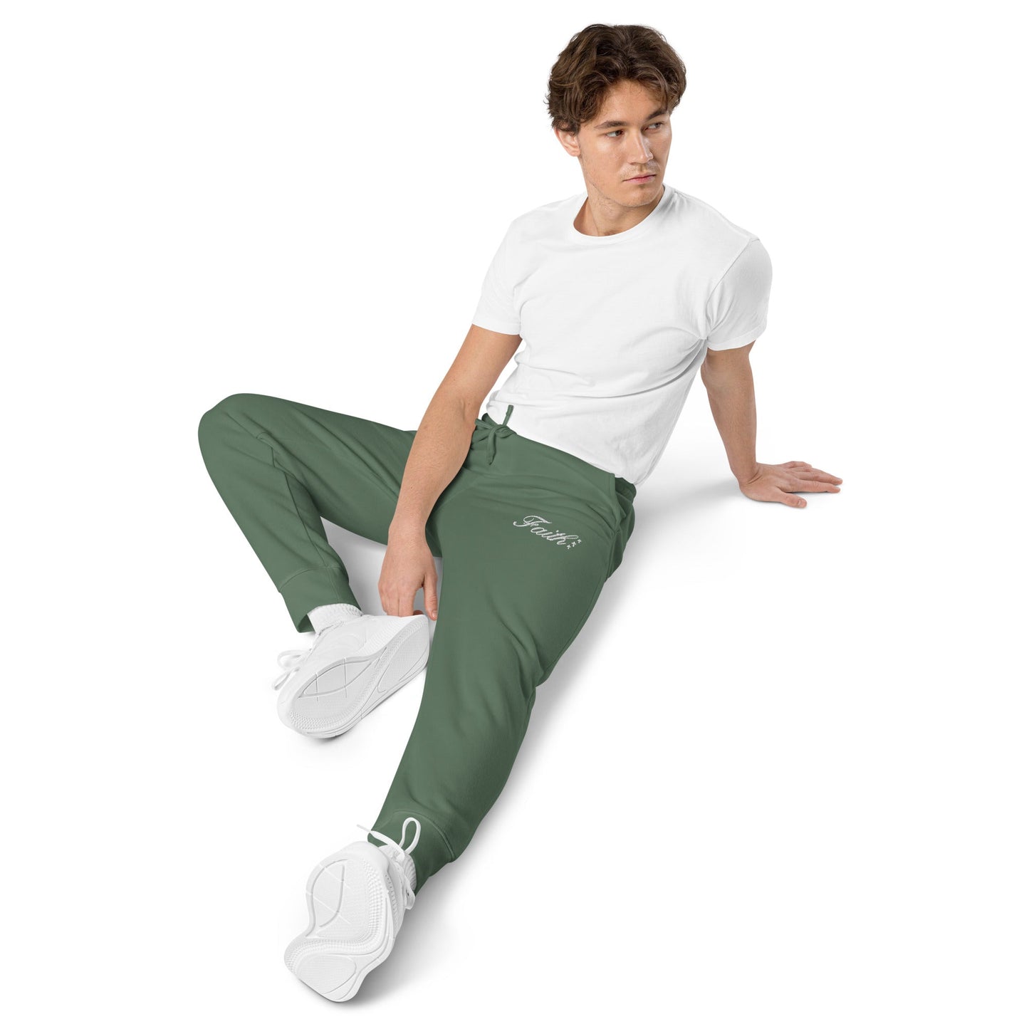 Embroidered Holy Trinity "Faith" Set Unisex Pigment Dyed Sweatpants - Faith, Can Apparel