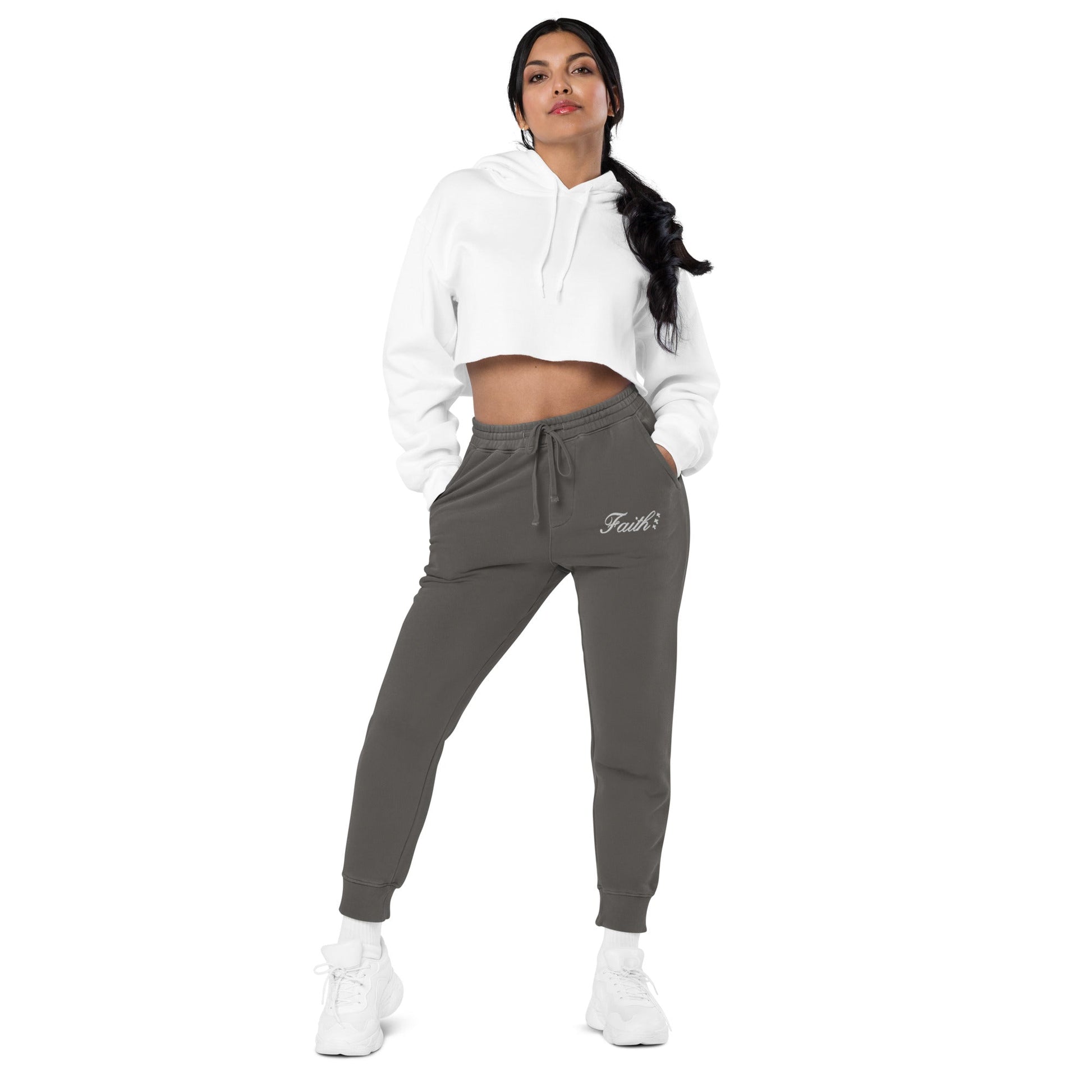 Embroidered Holy Trinity "Faith" Set Unisex Pigment Dyed Sweatpants - Faith, Can Apparel