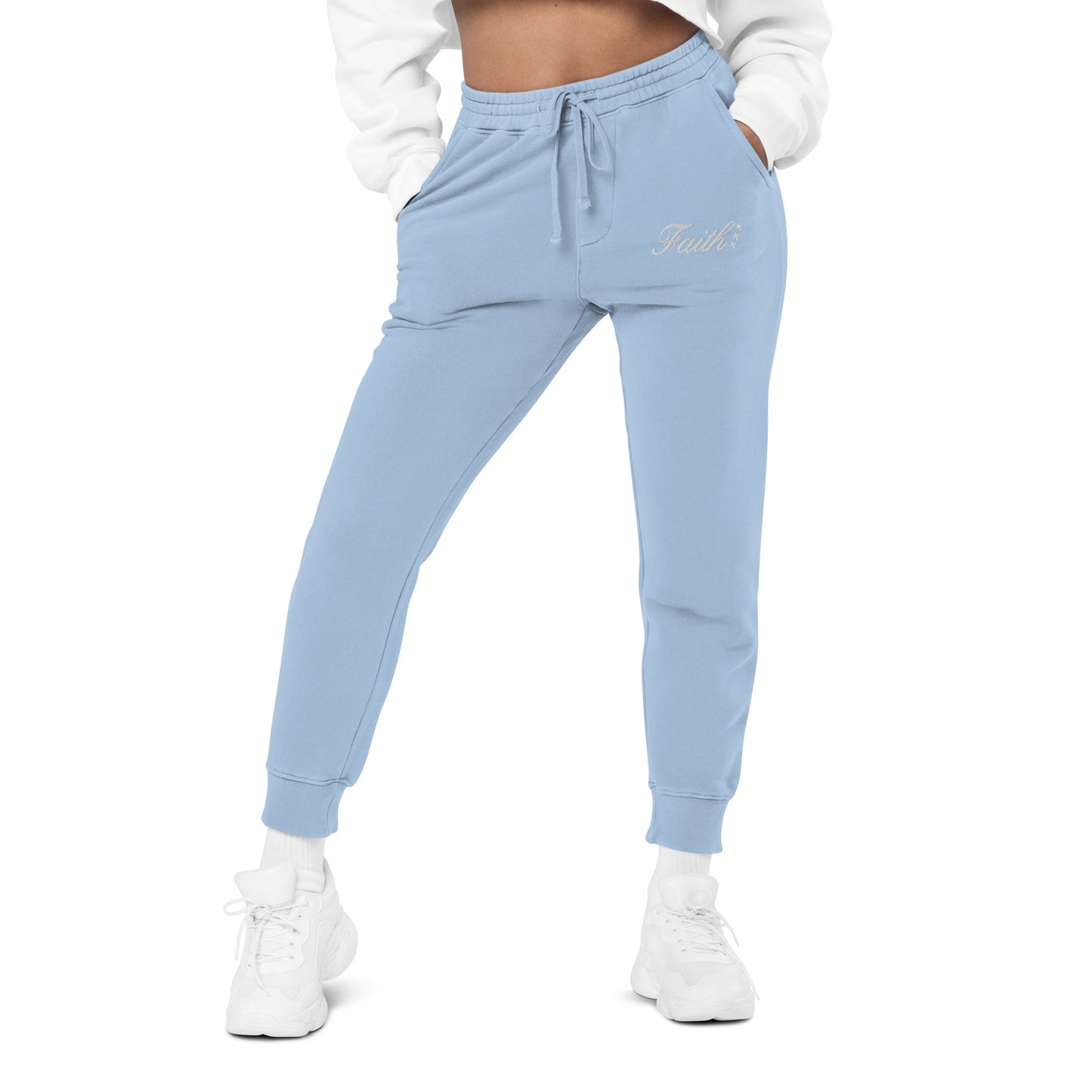Embroidered Holy Trinity "Faith" Set Unisex Pigment Dyed Sweatpants - Faith, Can Apparel