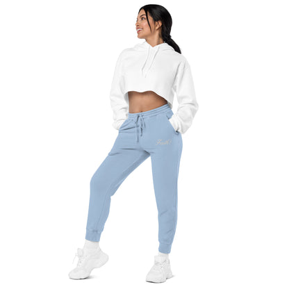 Embroidered Holy Trinity "Faith" Set Unisex Pigment Dyed Sweatpants - Faith, Can Apparel