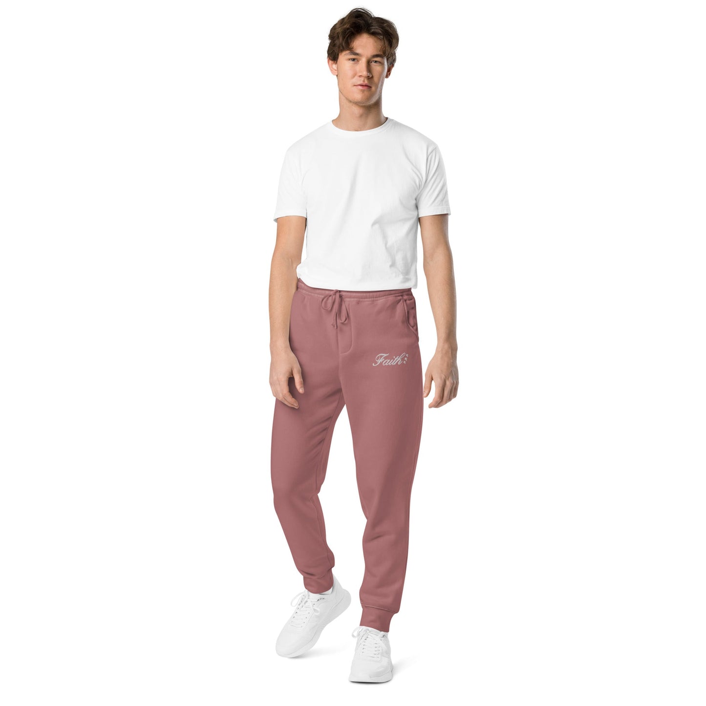 Embroidered Holy Trinity "Faith" Set Unisex Pigment Dyed Sweatpants - Faith, Can Apparel