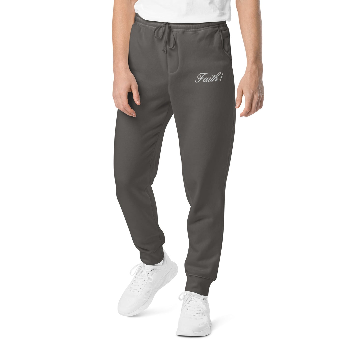 Embroidered Holy Trinity "Faith" Set Unisex Pigment Dyed Sweatpants - Faith, Can Apparel