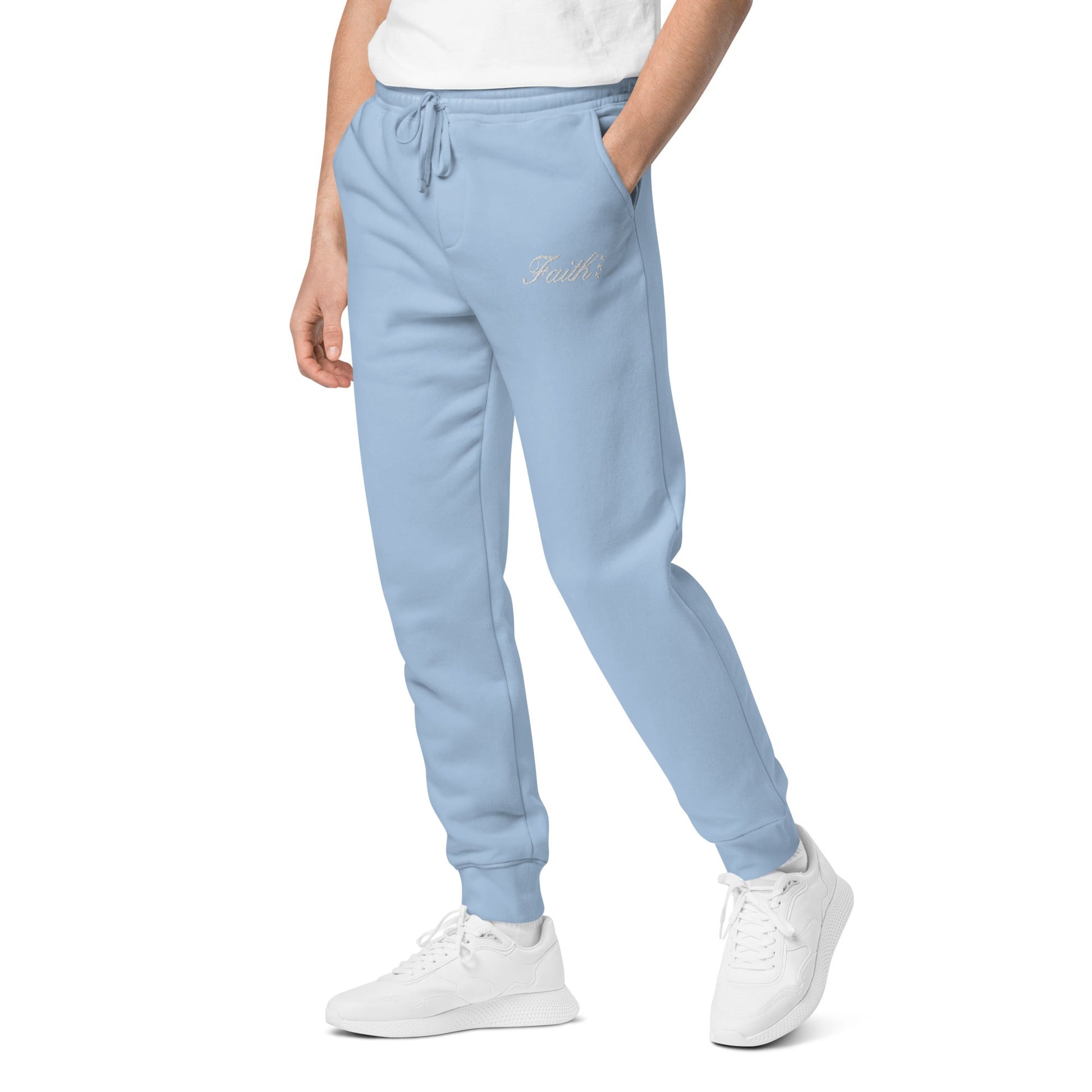 Embroidered Holy Trinity "Faith" Set Unisex Pigment Dyed Sweatpants - Faith, Can Apparel
