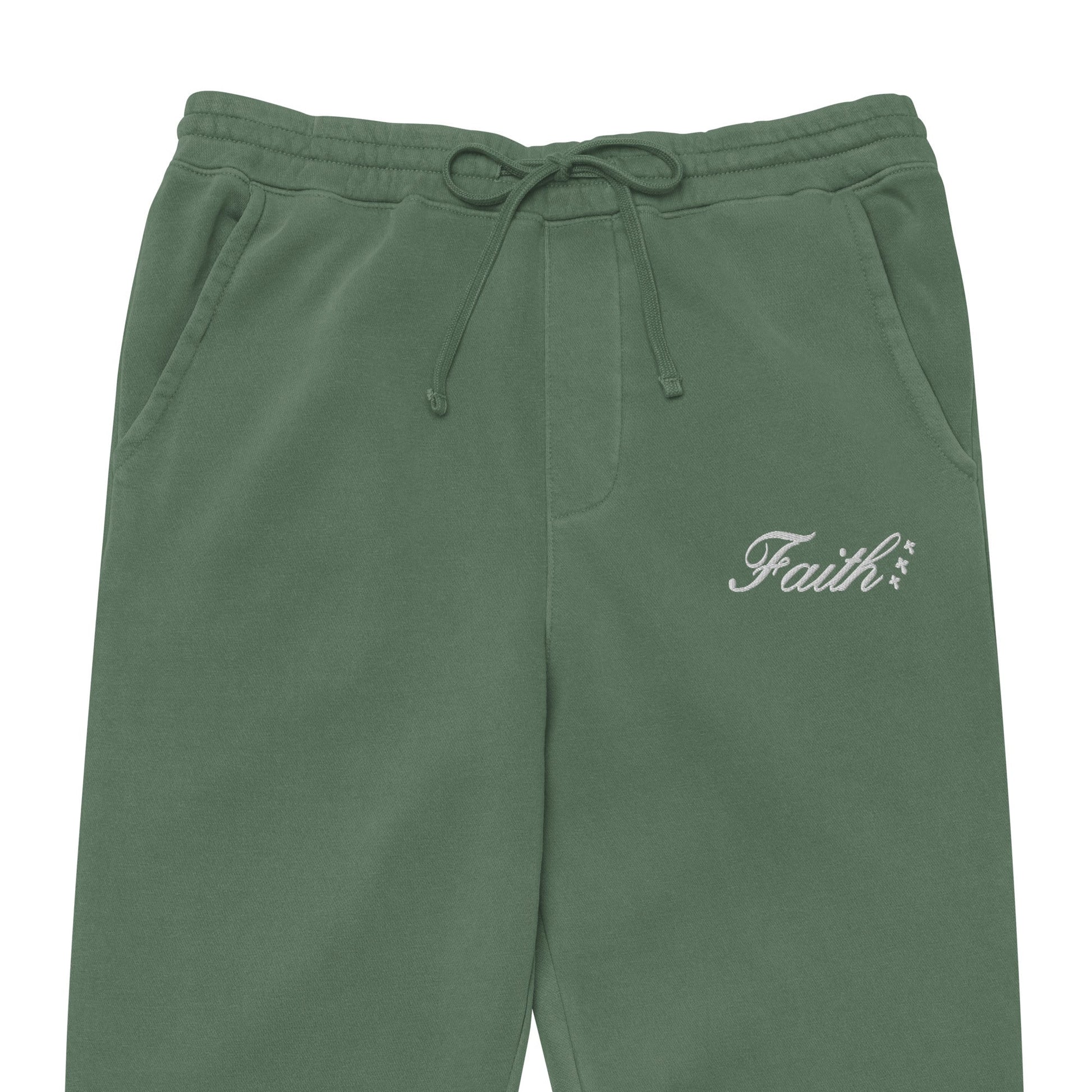 Embroidered Holy Trinity "Faith" Set Unisex Pigment Dyed Sweatpants - Faith, Can Apparel