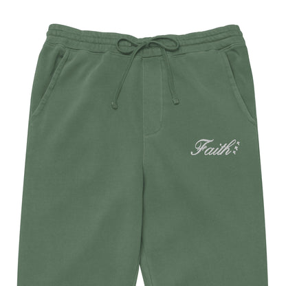 Embroidered Holy Trinity "Faith" Set Unisex Pigment Dyed Sweatpants - Faith, Can Apparel