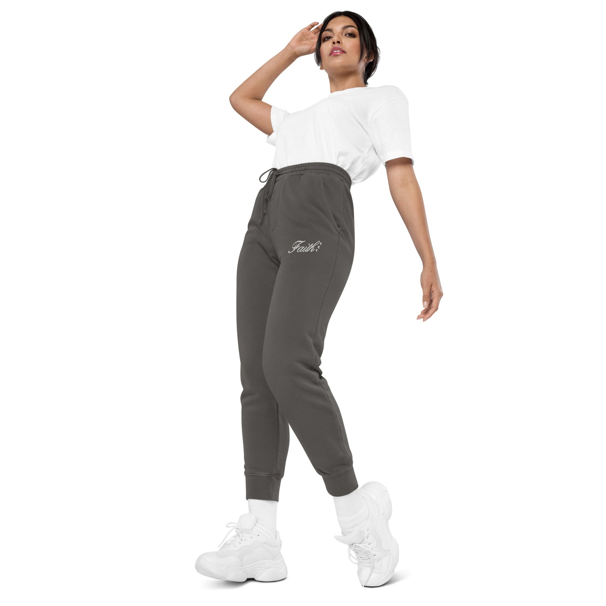 Embroidered Holy Trinity "Faith" Set Unisex Pigment Dyed Sweatpants - Faith, Can Apparel