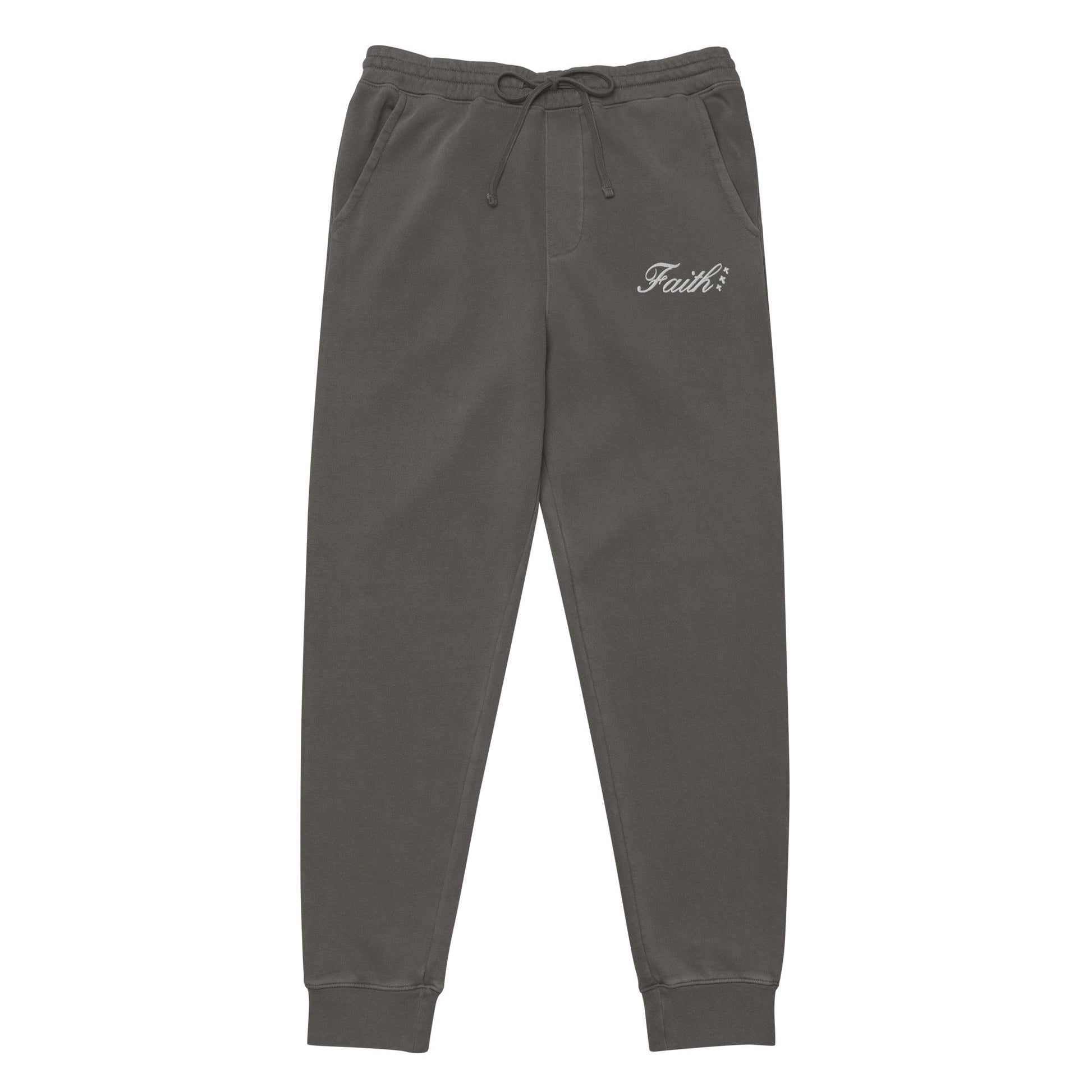 Embroidered Holy Trinity "Faith" Set Unisex Pigment Dyed Sweatpants - Faith, Can Apparel