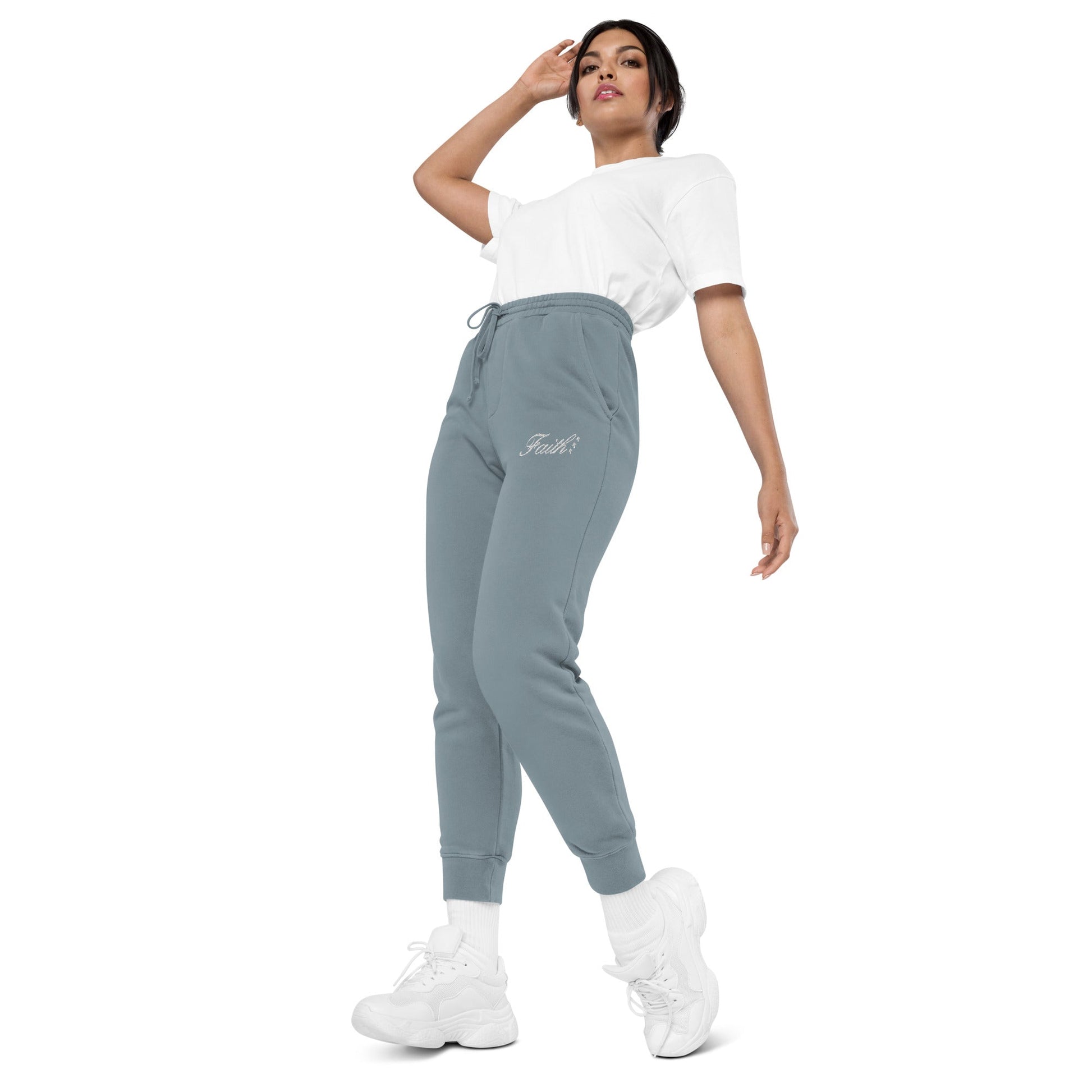 Embroidered Holy Trinity "Faith" Set Unisex Pigment Dyed Sweatpants - Faith, Can Apparel