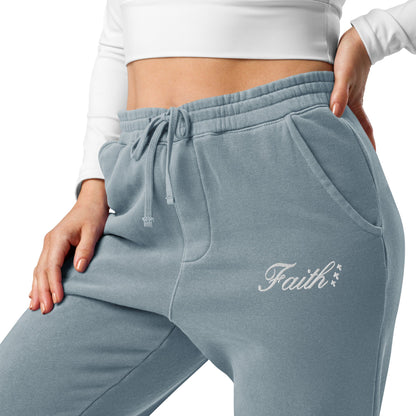 Embroidered Holy Trinity "Faith" Set Unisex Pigment Dyed Sweatpants - Faith, Can Apparel
