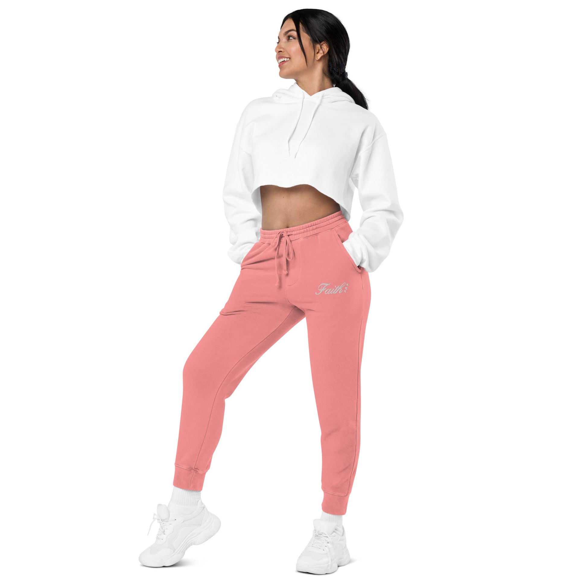 Embroidered Holy Trinity "Faith" Set Unisex Pigment Dyed Sweatpants - Faith, Can Apparel