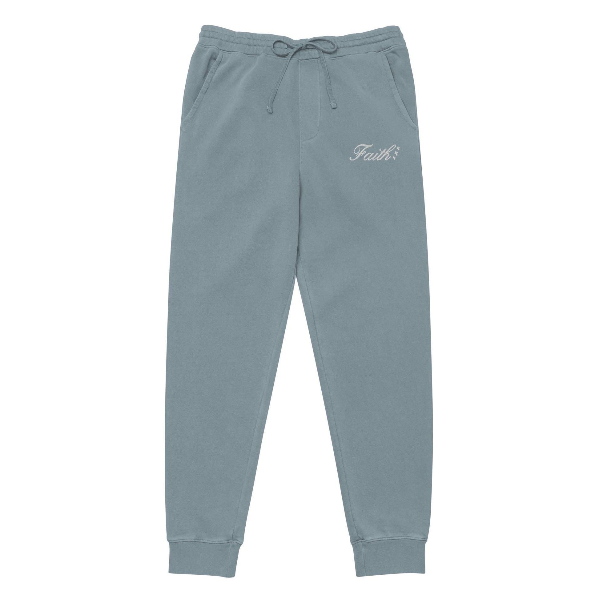 Embroidered Holy Trinity "Faith" Set Unisex Pigment Dyed Sweatpants - Faith, Can Apparel