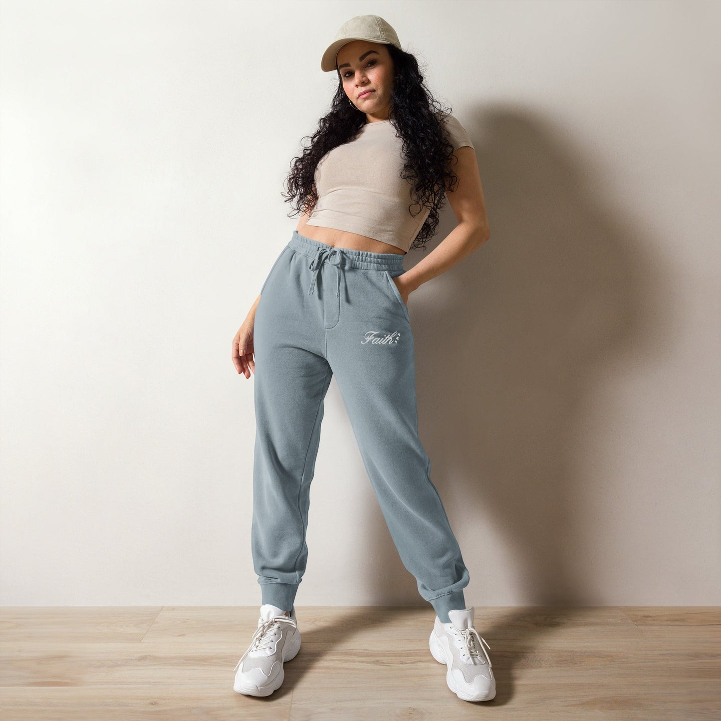Embroidered Holy Trinity "Faith" Set Unisex Pigment Dyed Sweatpants - Faith, Can Apparel