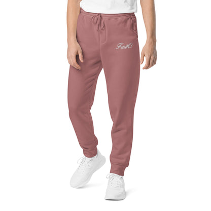 Embroidered Holy Trinity "Faith" Set Unisex Pigment Dyed Sweatpants - Faith, Can Apparel