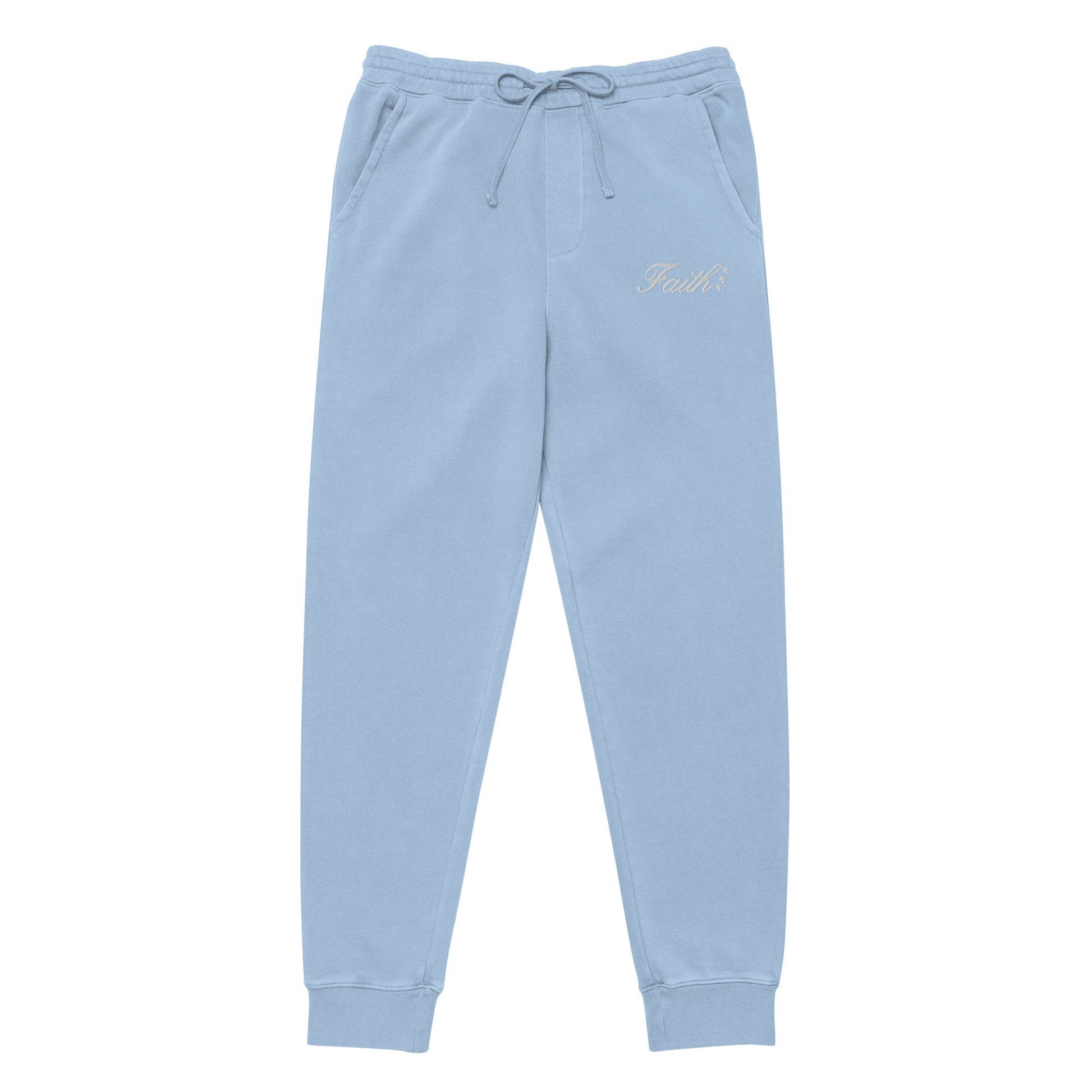Embroidered Holy Trinity "Faith" Set Unisex Pigment Dyed Sweatpants - Faith, Can Apparel