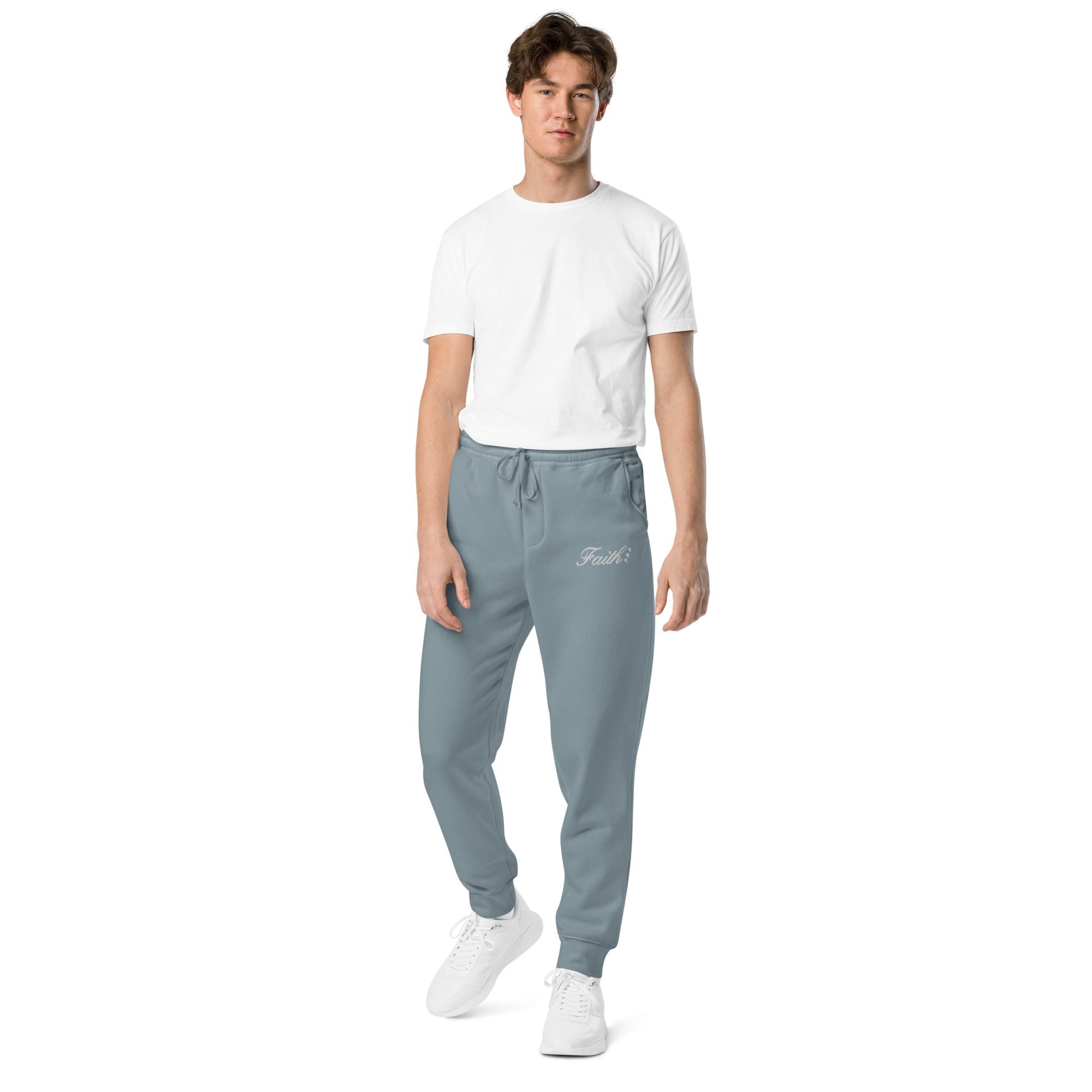 Embroidered Holy Trinity "Faith" Set Unisex Pigment Dyed Sweatpants - Faith, Can Apparel